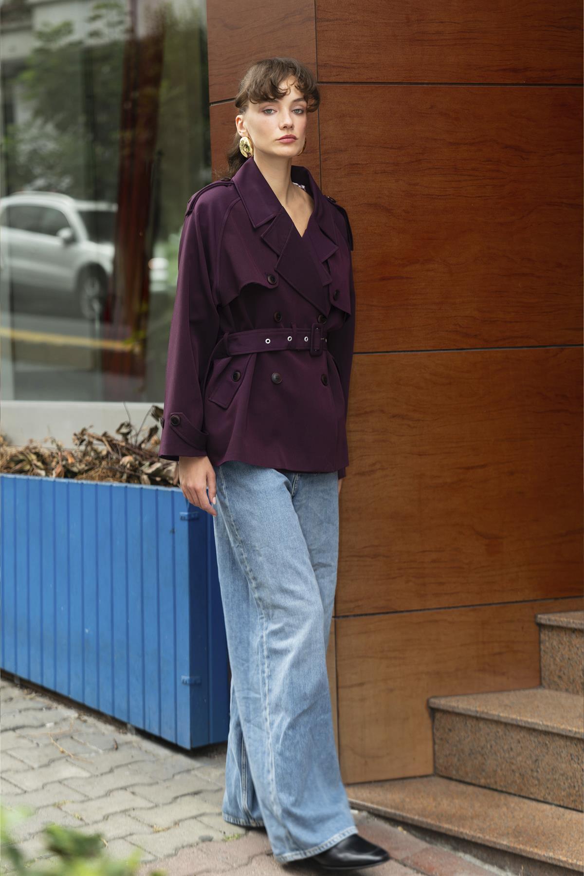 9587 ARA YAKALI TRENÇ MÜRDÜM