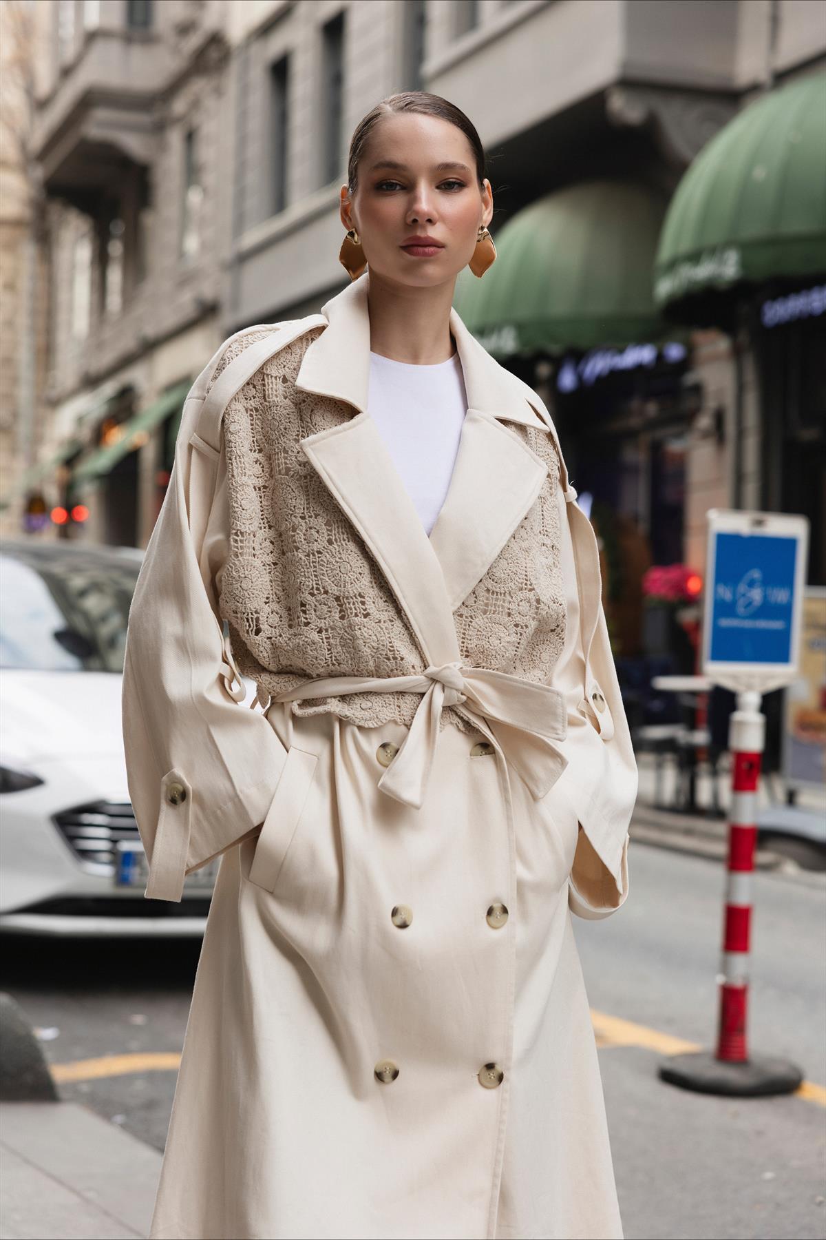 9537 GABARDİN TRENÇ TAŞ