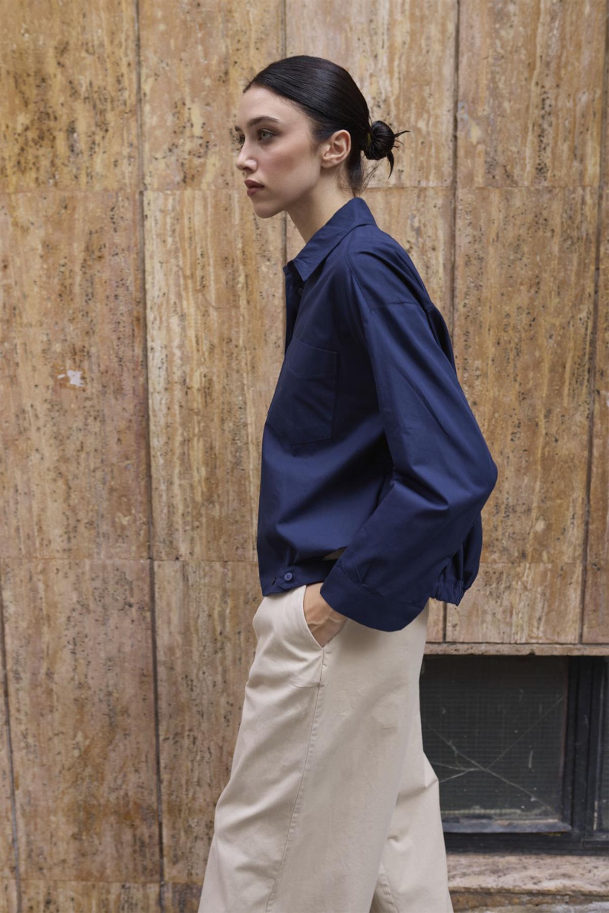 4993 POPLİN GÖMLEK LACİVERT