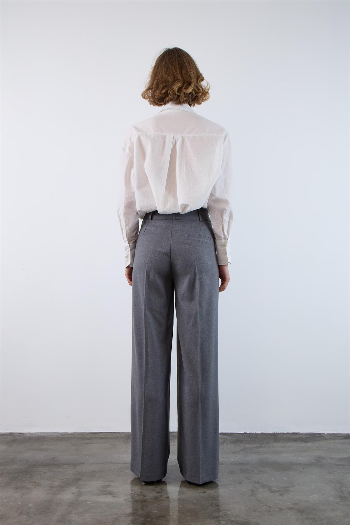 51093 PİLİLİ PALAZZO PANTOLON GRİ