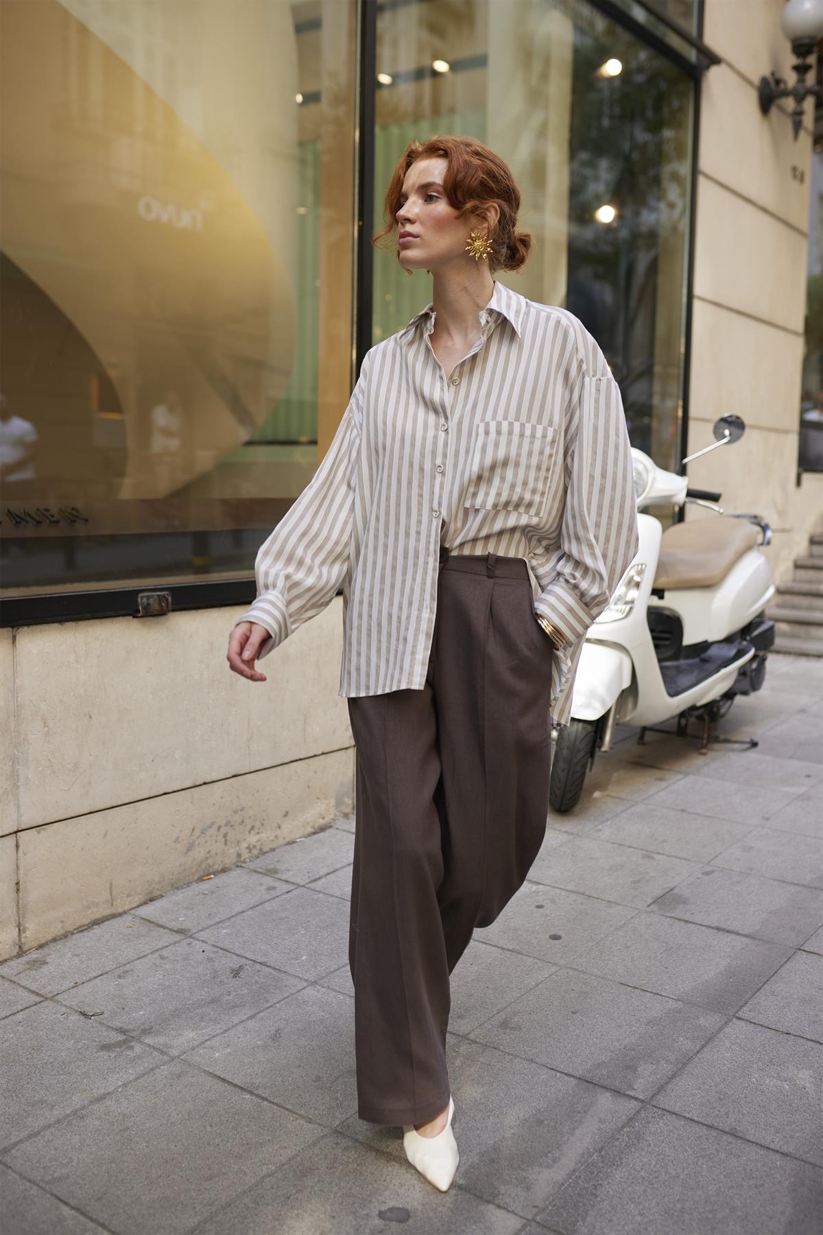 51016 KETEN PANTOLON KAHVE