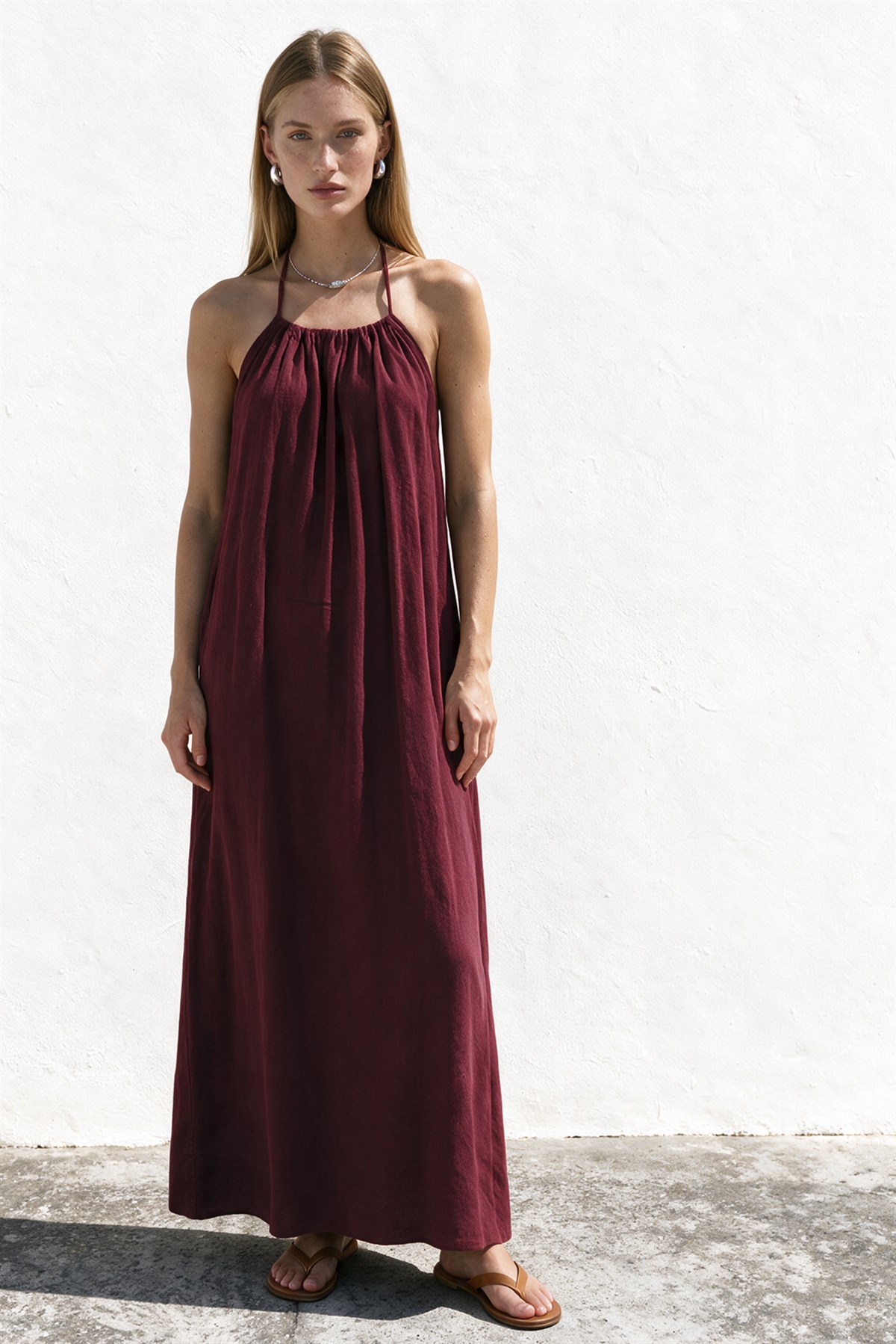 3344 ASKILI ELBİSE BORDO