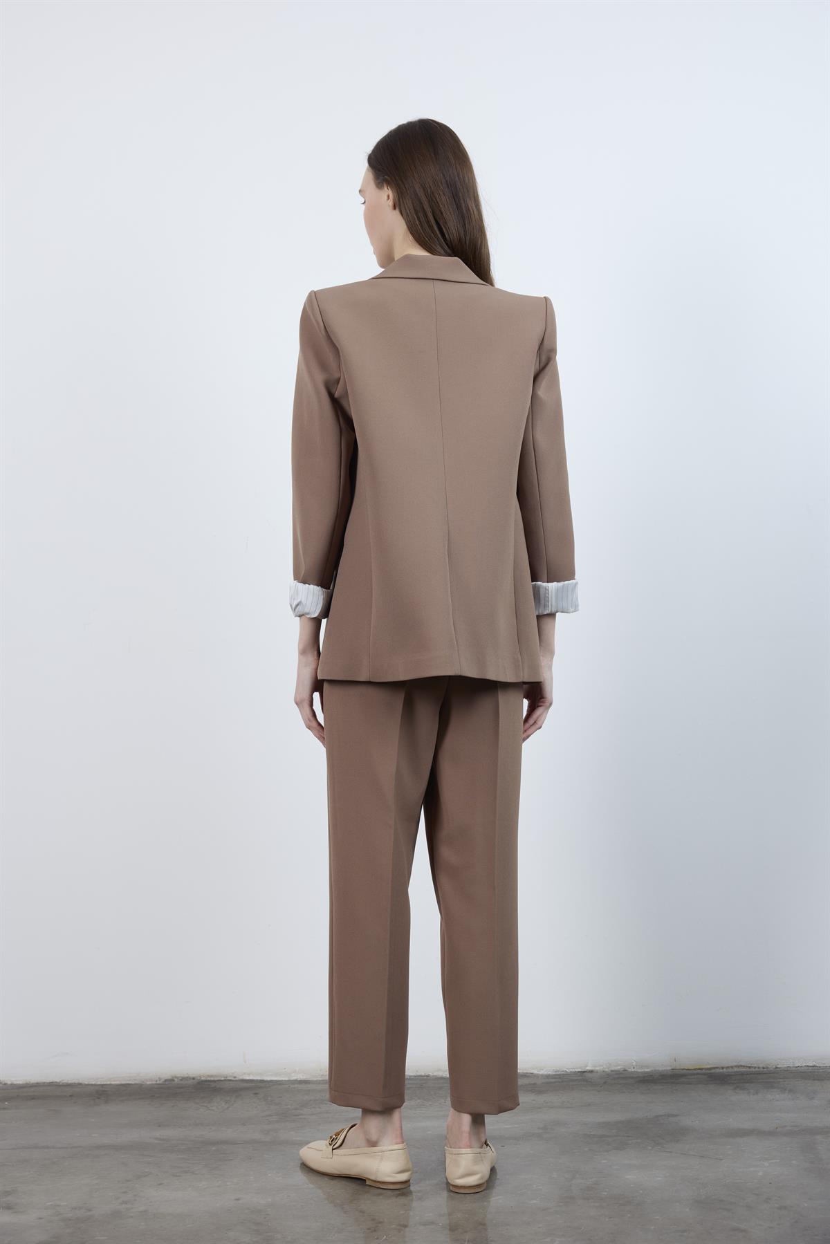 50109 PENSLİ HAVUÇ PANTOLON AÇIK KAHVE