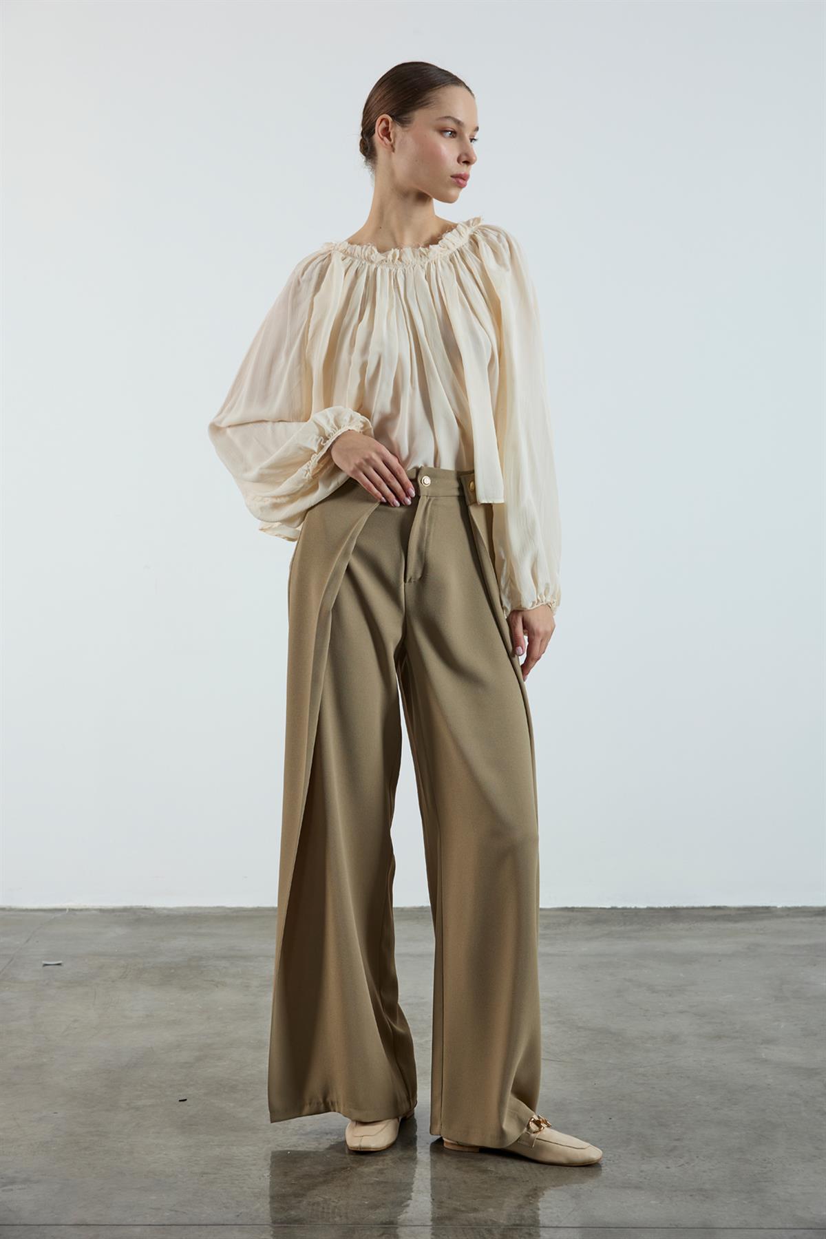 51133 KREP PANTOLON KOYU VİZON