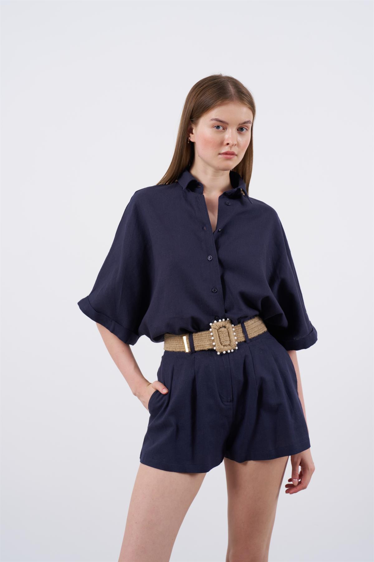 51036 GÖMLEK ŞORT TAKIM LACİVERT