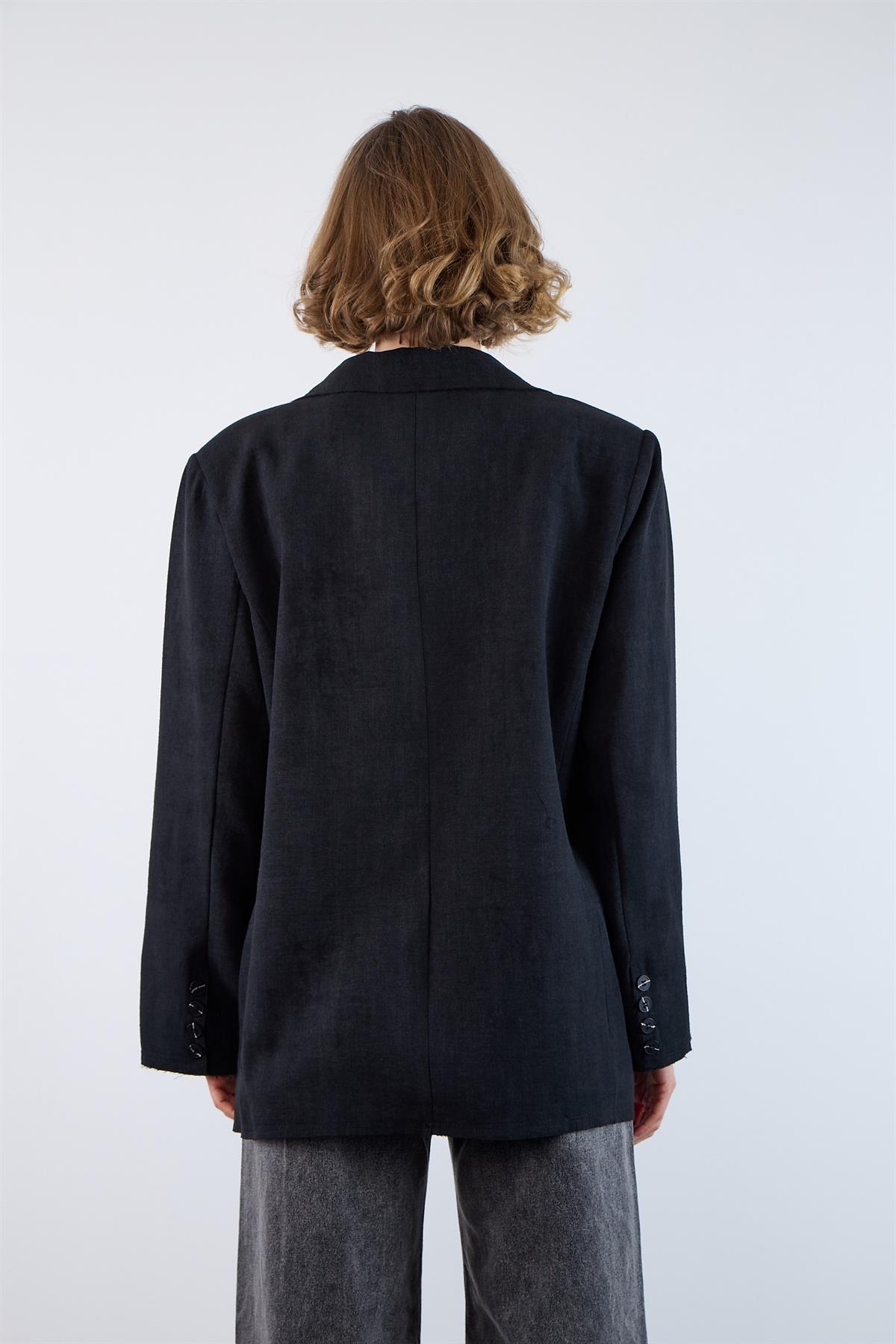 9554 PİS DİKİŞLİ CEKET SİYAH