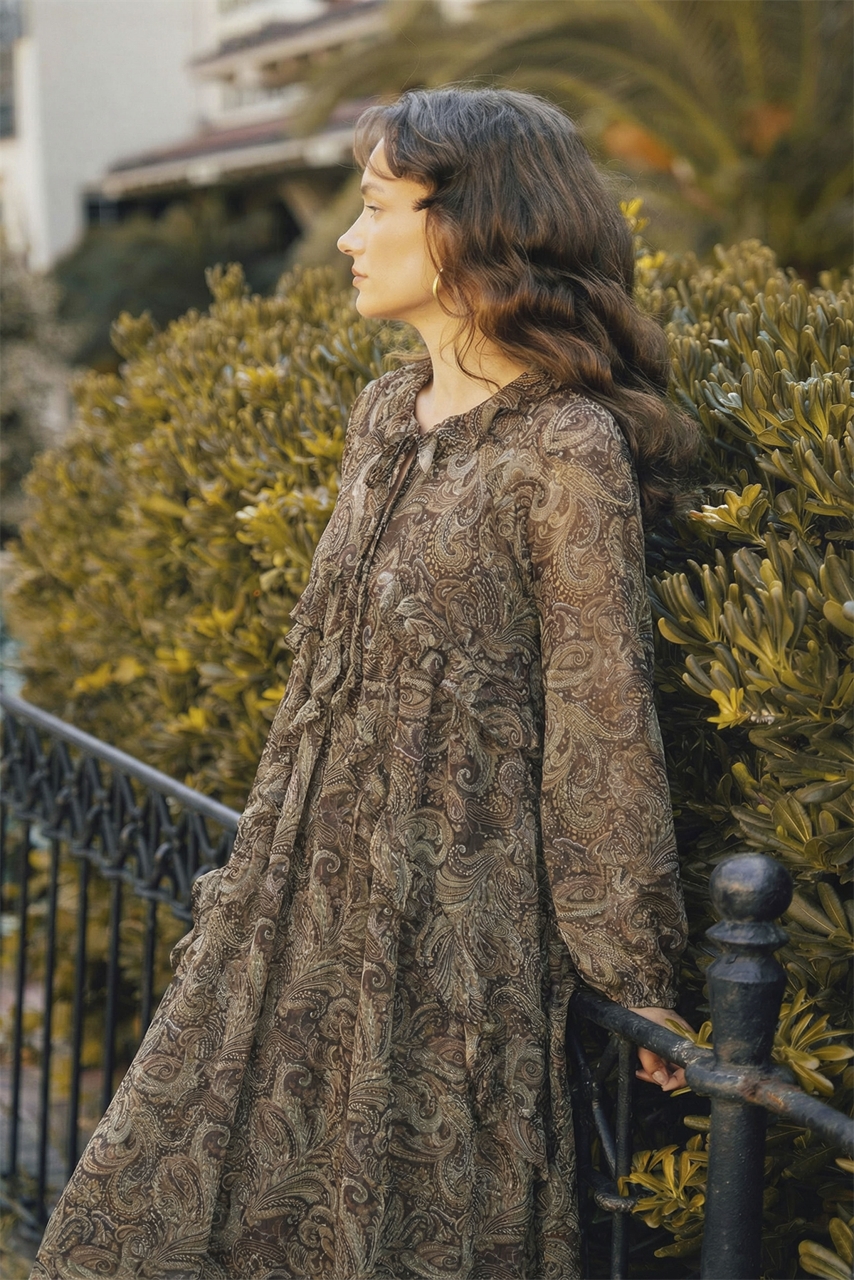 3359 FIRFIRLI ELBİSE KAHVE