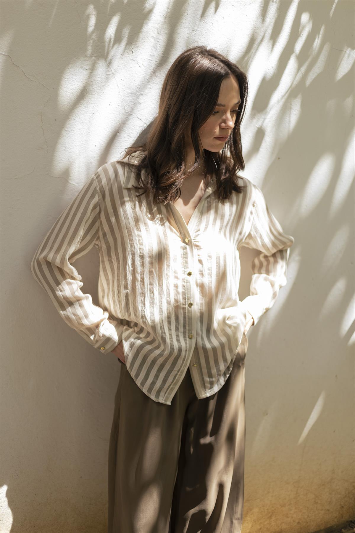 4966 ÇİZGİLİ GÖMLEK HAKİ