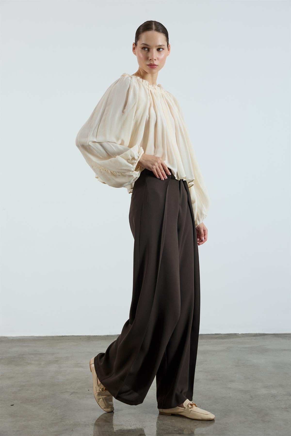 51133 KREP PANTOLON KAHVE