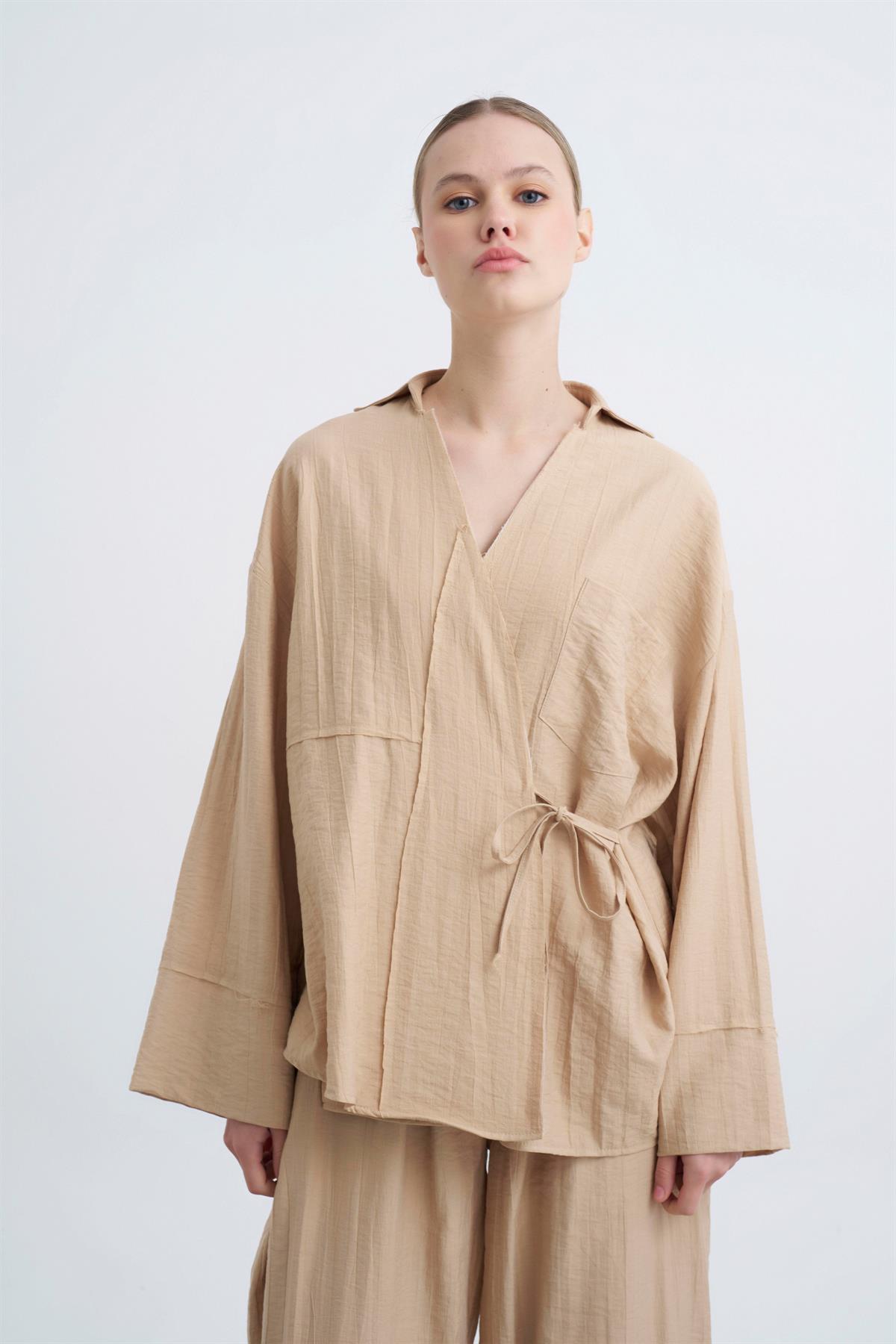 50970 BLUZ PANTOLON TAKIM CAMEL