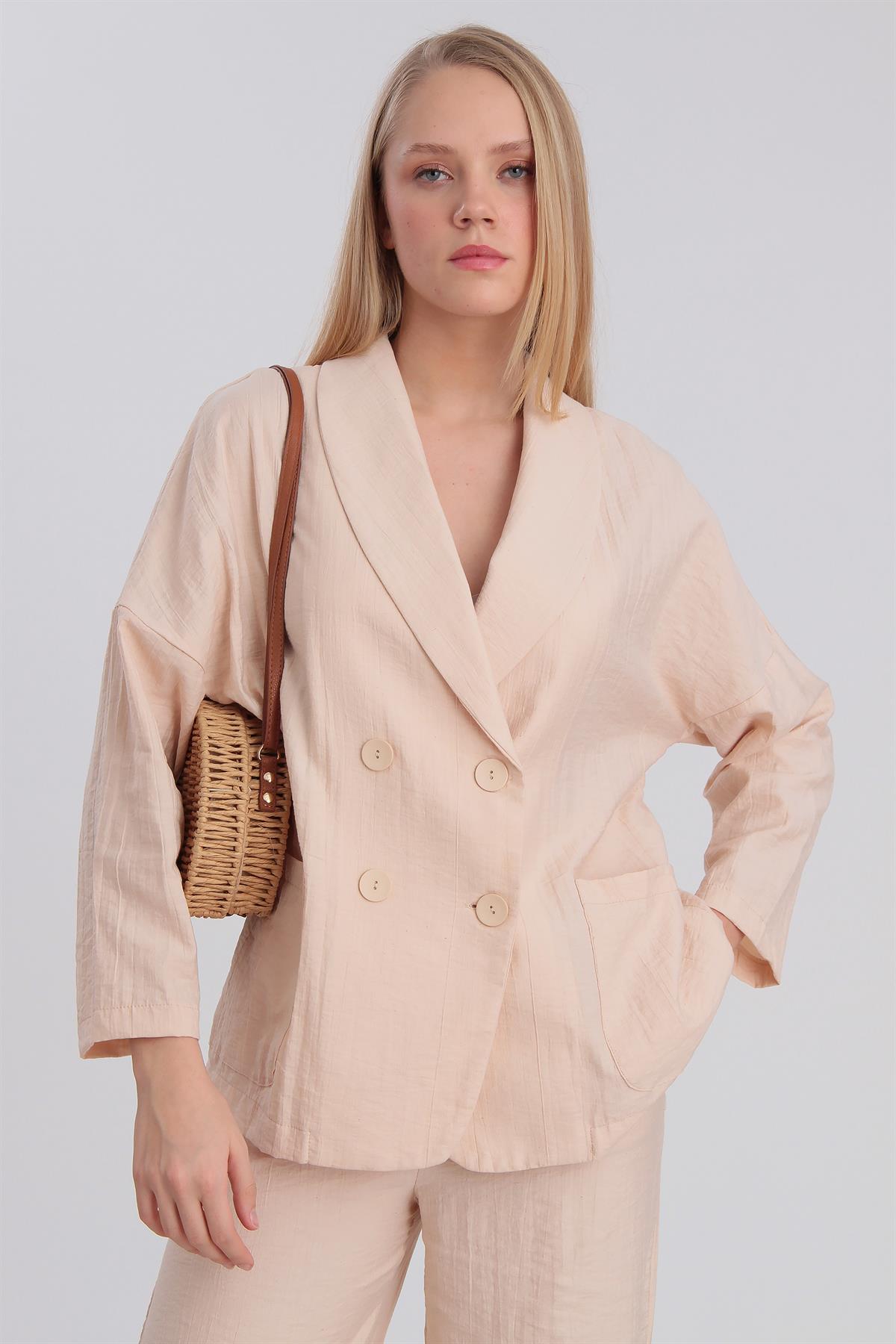 9020 ŞAL YAKA KRUVAZE CEKET TAŞ