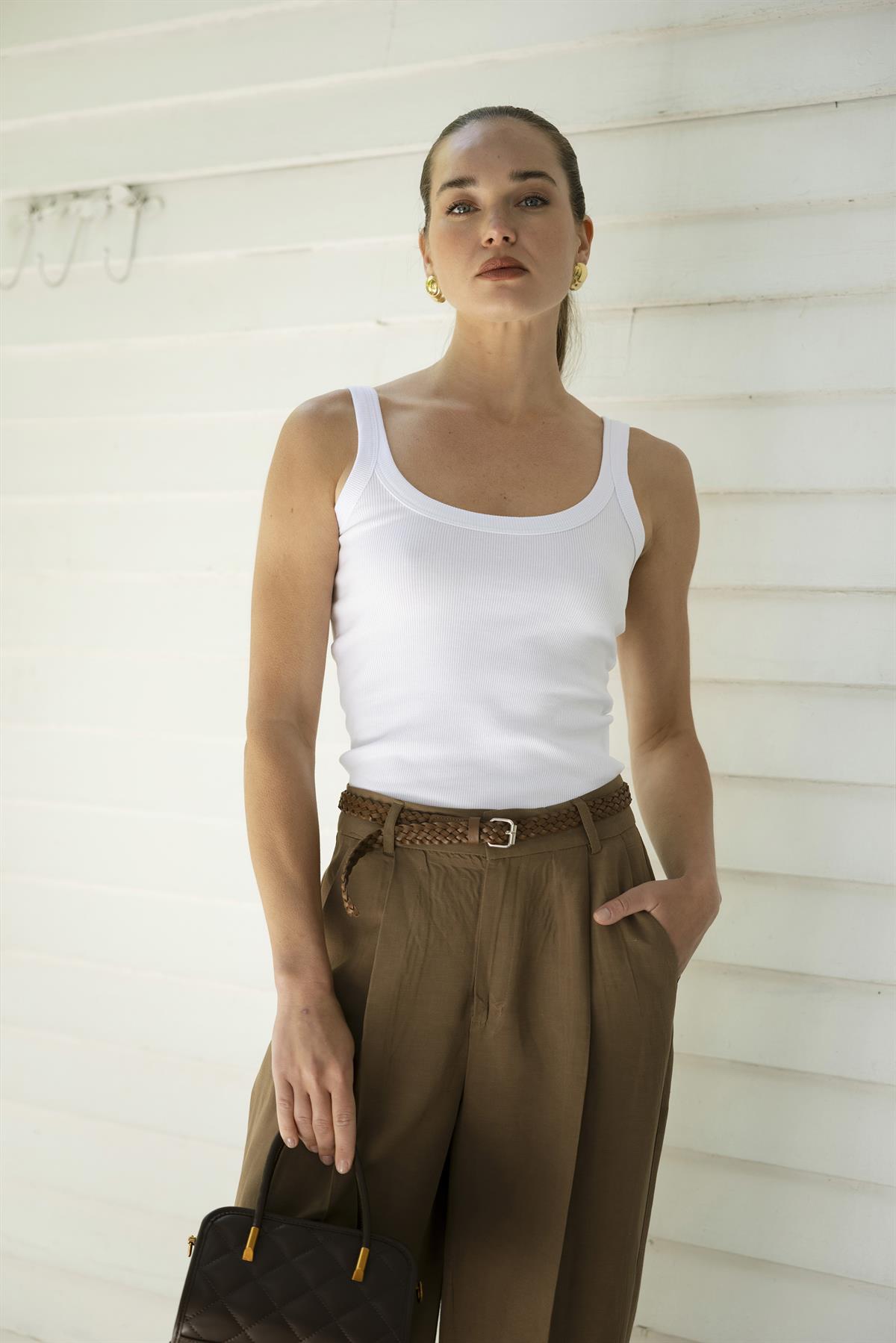 51150 KEMERLİ PANTOLON KAHVE