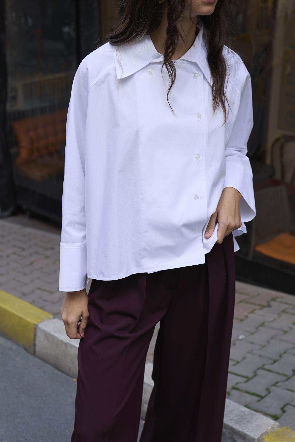 5001 REGLAN POPLİN GÖMLEK BEYAZ