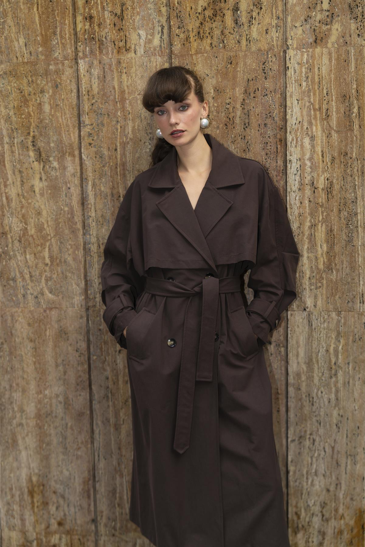 9605 UZUN TRENÇ KAHVE