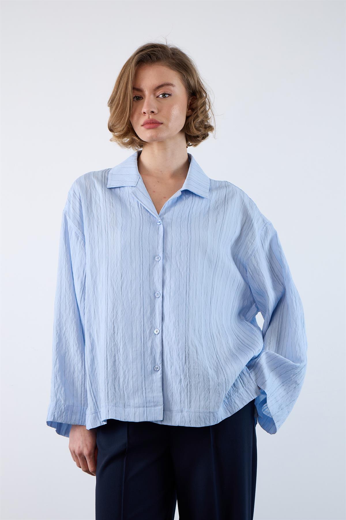4956 OVERSIZE GÖMLEK MAVİ