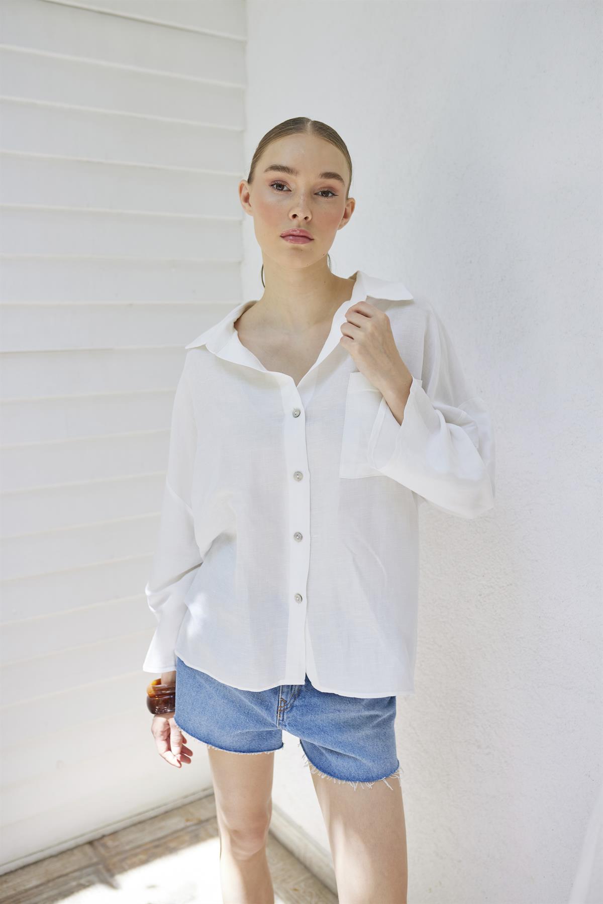 4977 OVERSIZE GÖMLEK BEYAZ