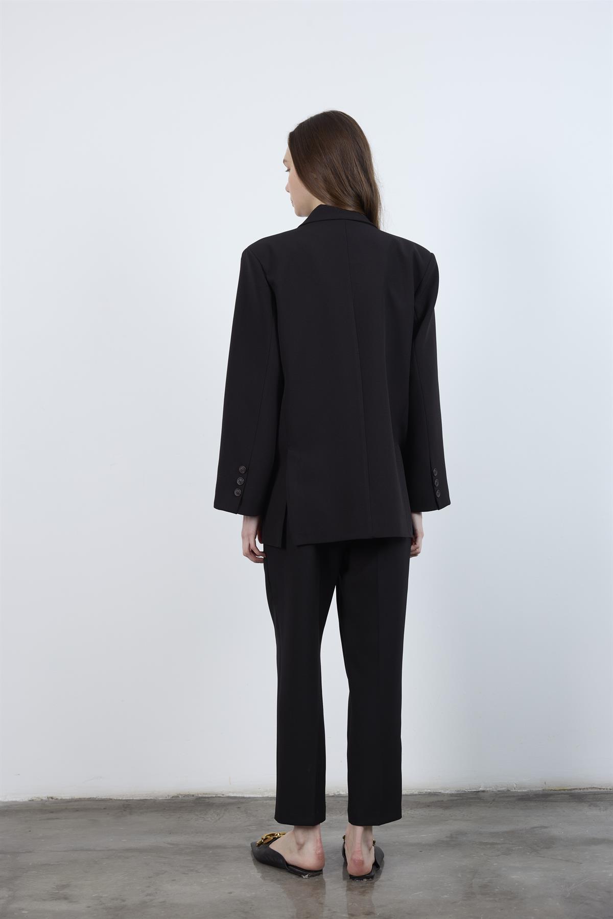 50109 PENSLİ HAVUÇ PANTOLON SİYAH