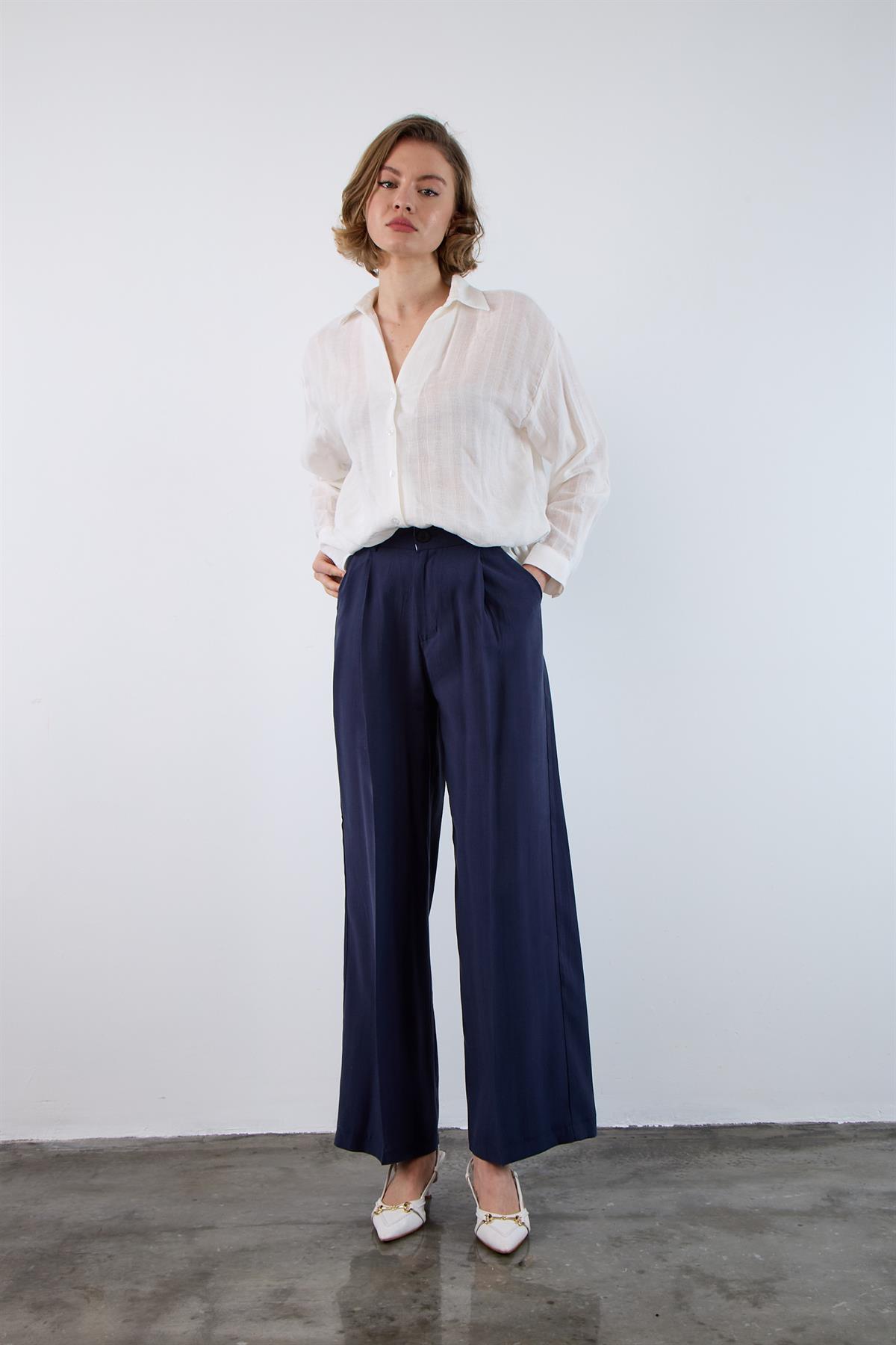 51020 TENCEL PANTOLON LACİVERT