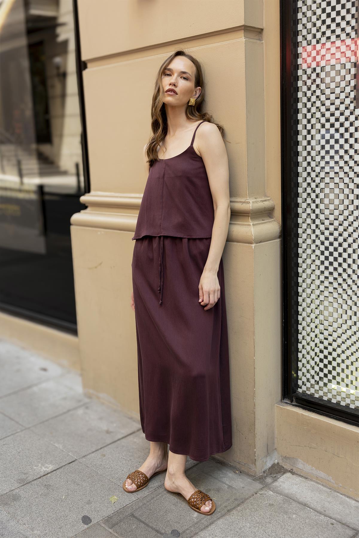 51165 ASKILI BLUZ ETEK TAKIM BORDO