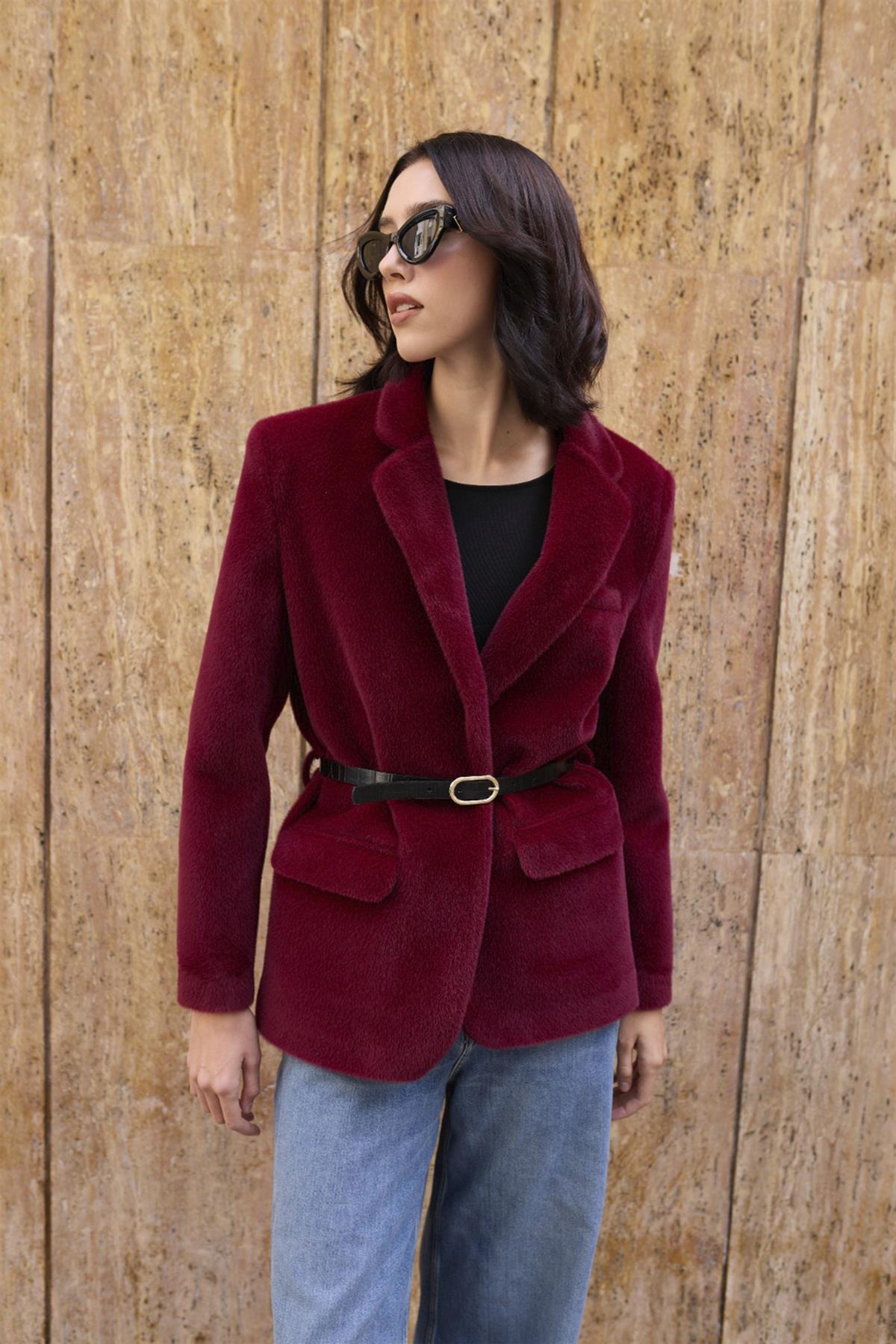 9490 PELUŞLU CEKET BORDO