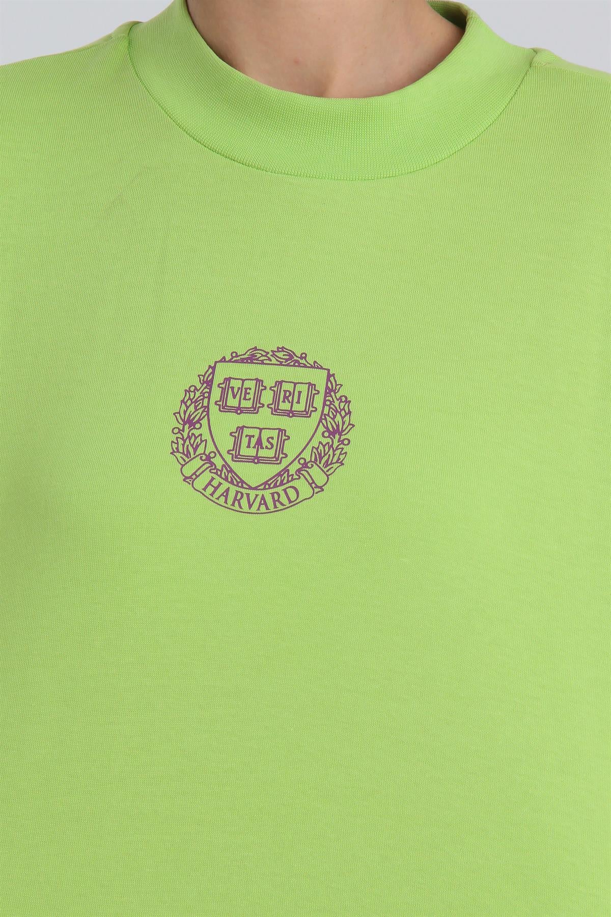 0021 HARVARD BASKILI TİŞÖRT YEŞİL