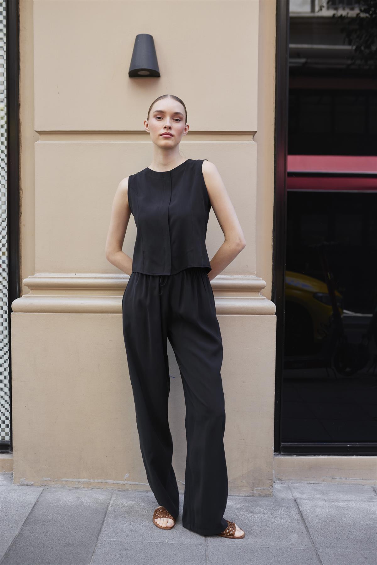 51192 KOLSUZ BLUZ PANTOLON TAKIM SİYAH