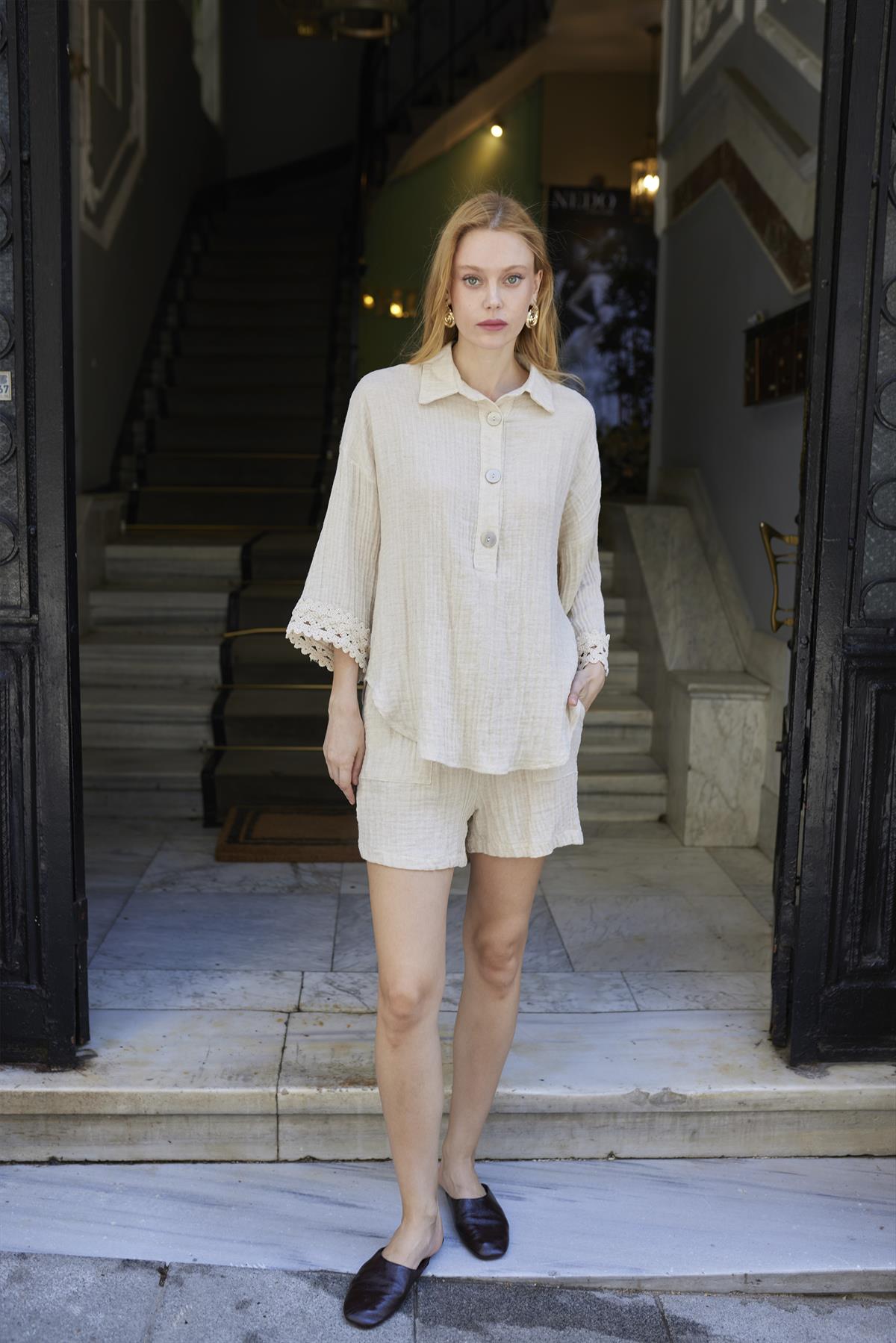 51183 GÖMLEK ŞORT TAKIM TAŞ