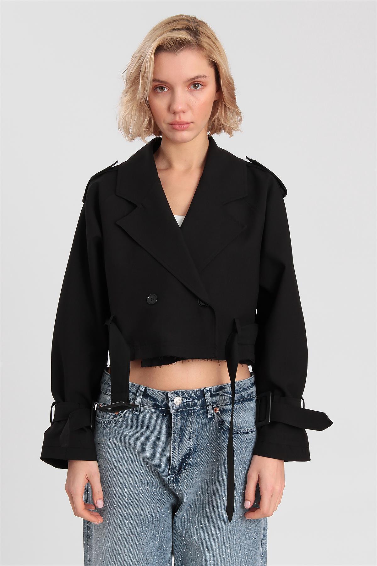 9306 REGLAN KISA CEKET SİYAH