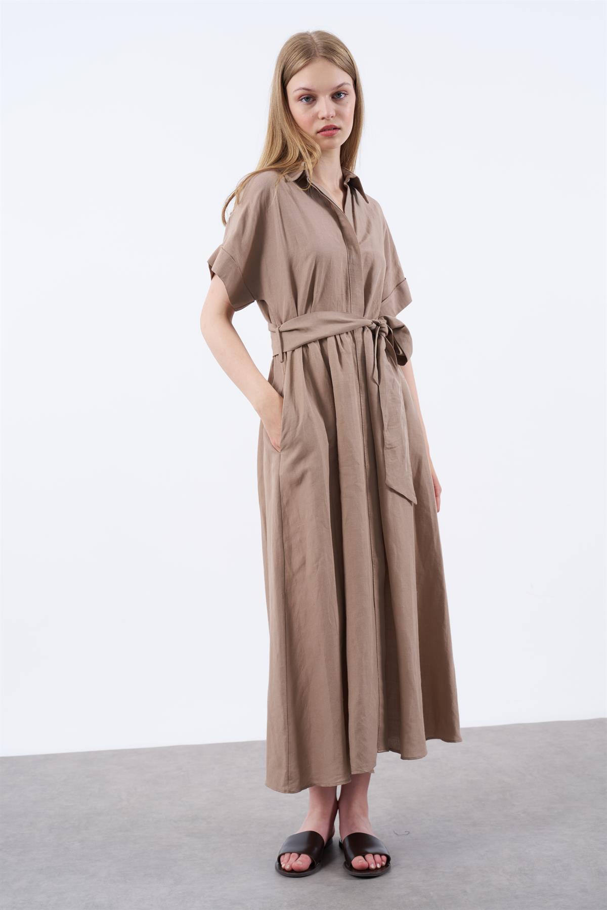 3209 GÖMLEK ELBİSE VİZON