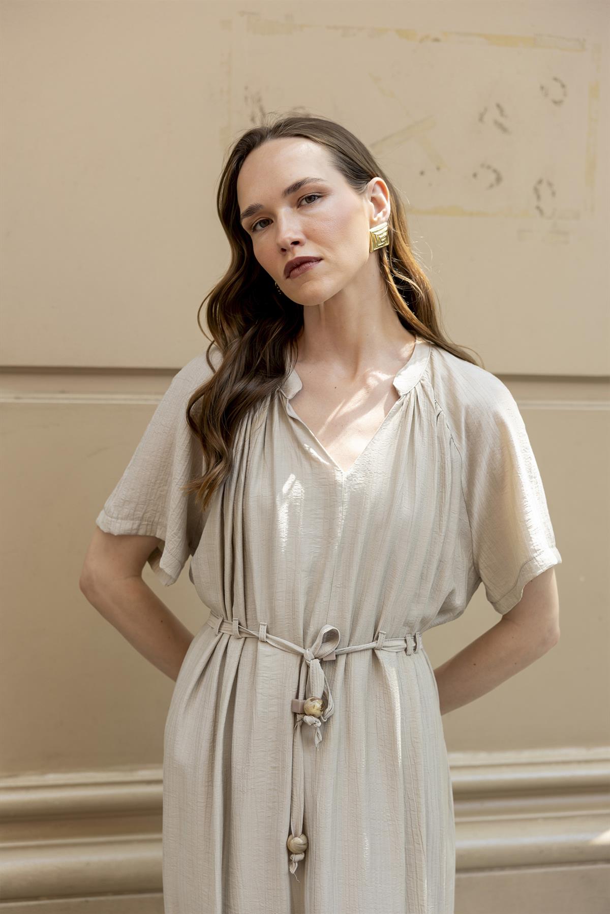 3305 KISA KOLLU ELBİSE BEJ