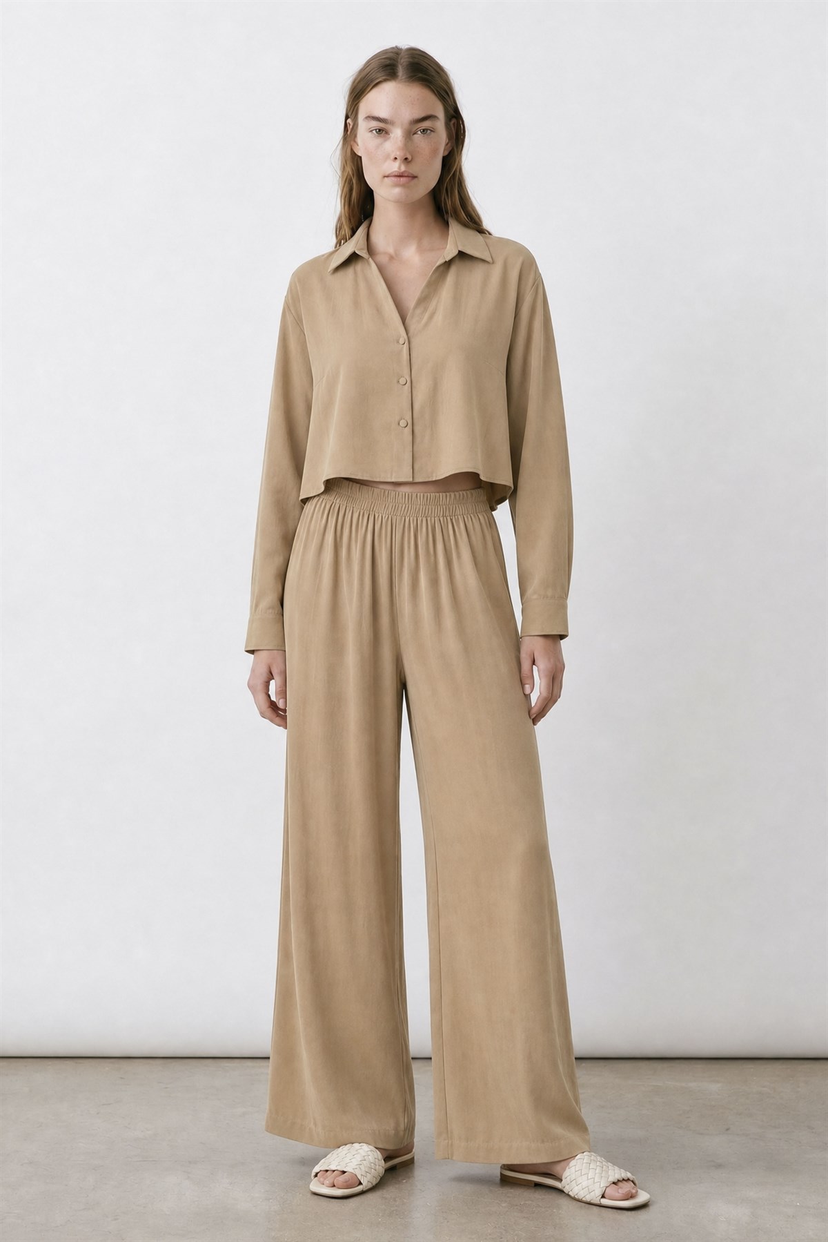 50960 GÖMLEK PANTOLON TAKIM CAMEL