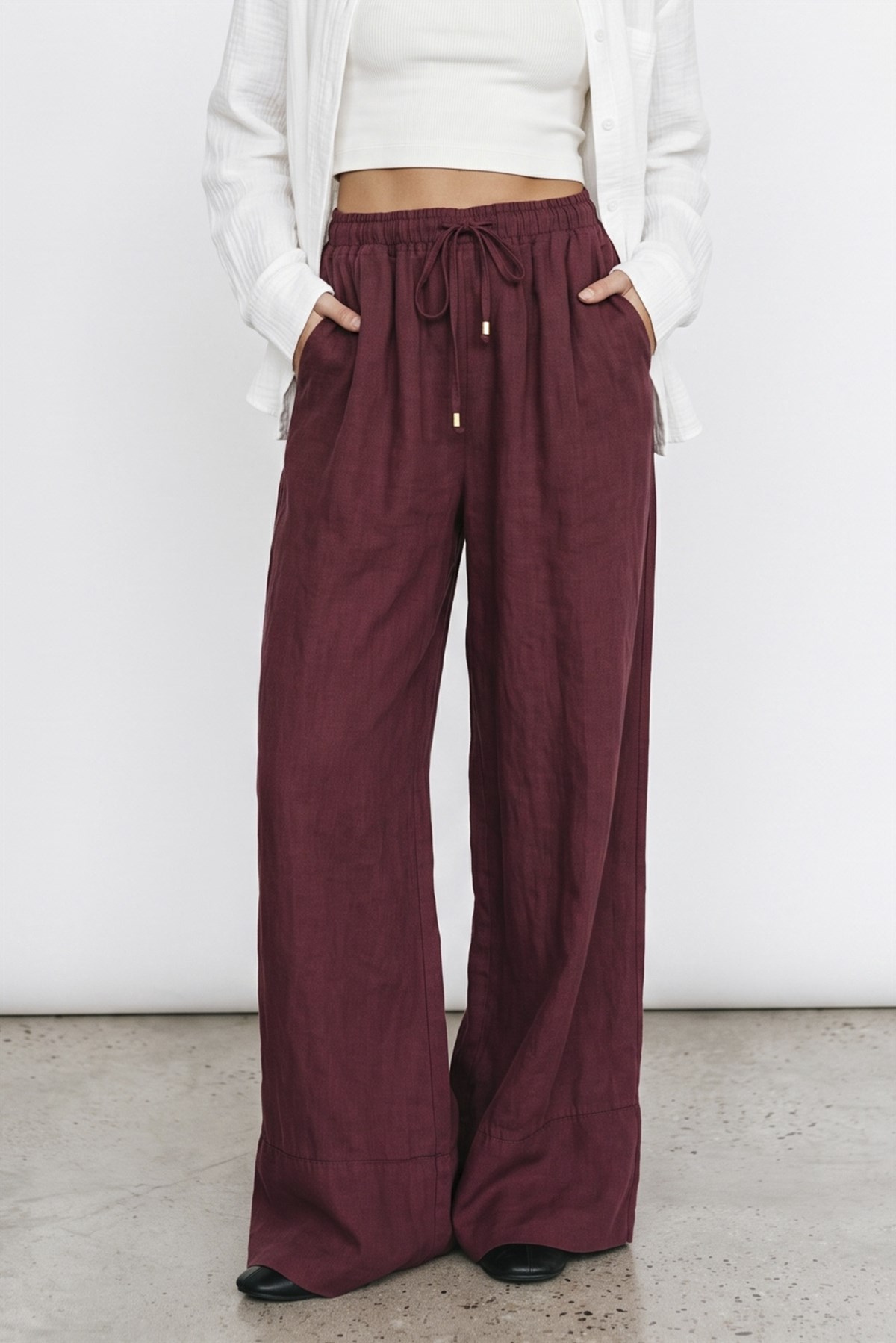 50886 KETEN PANTOLON BORDO