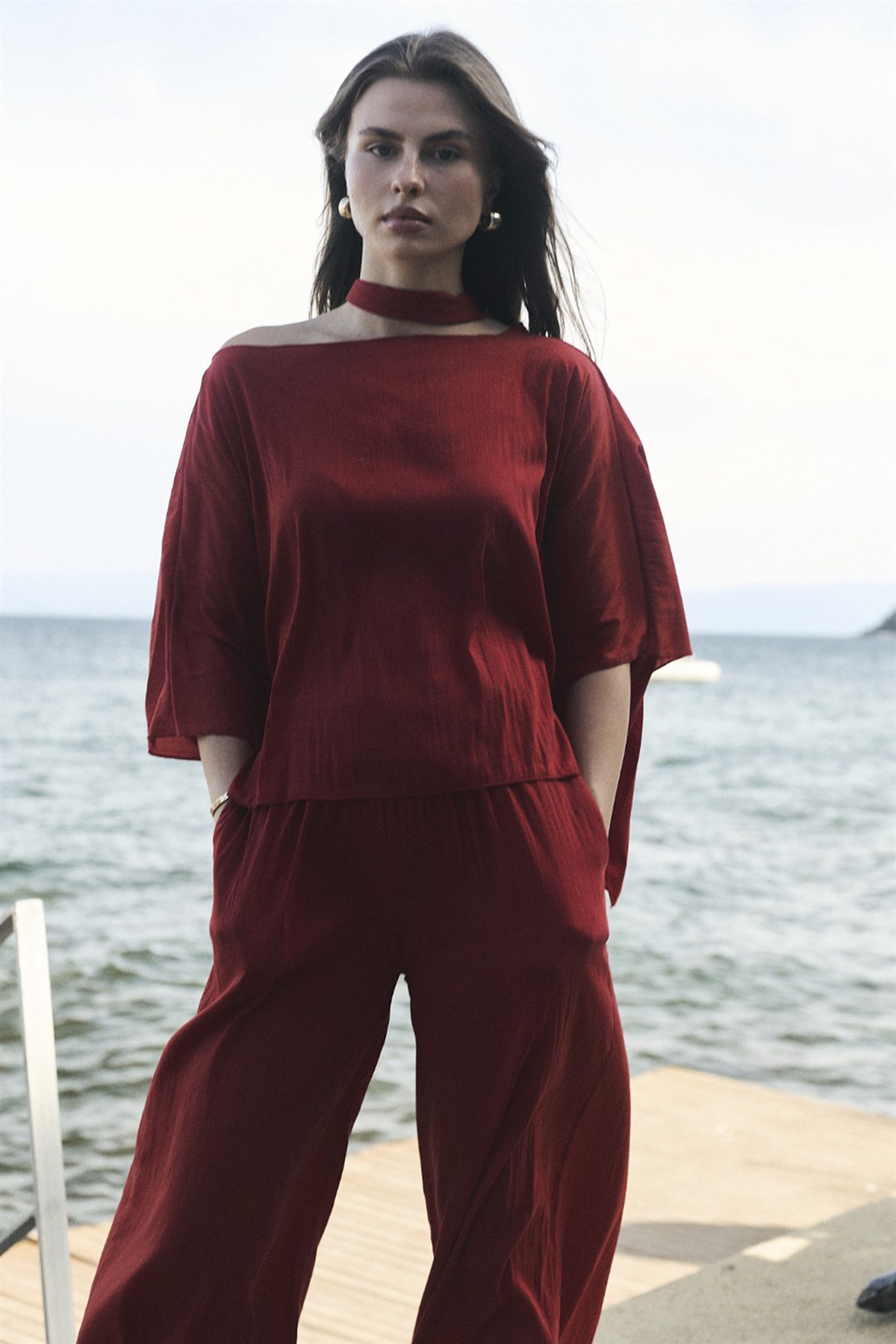 51363 ŞAL YAKA TAKIM KIRMIZI
