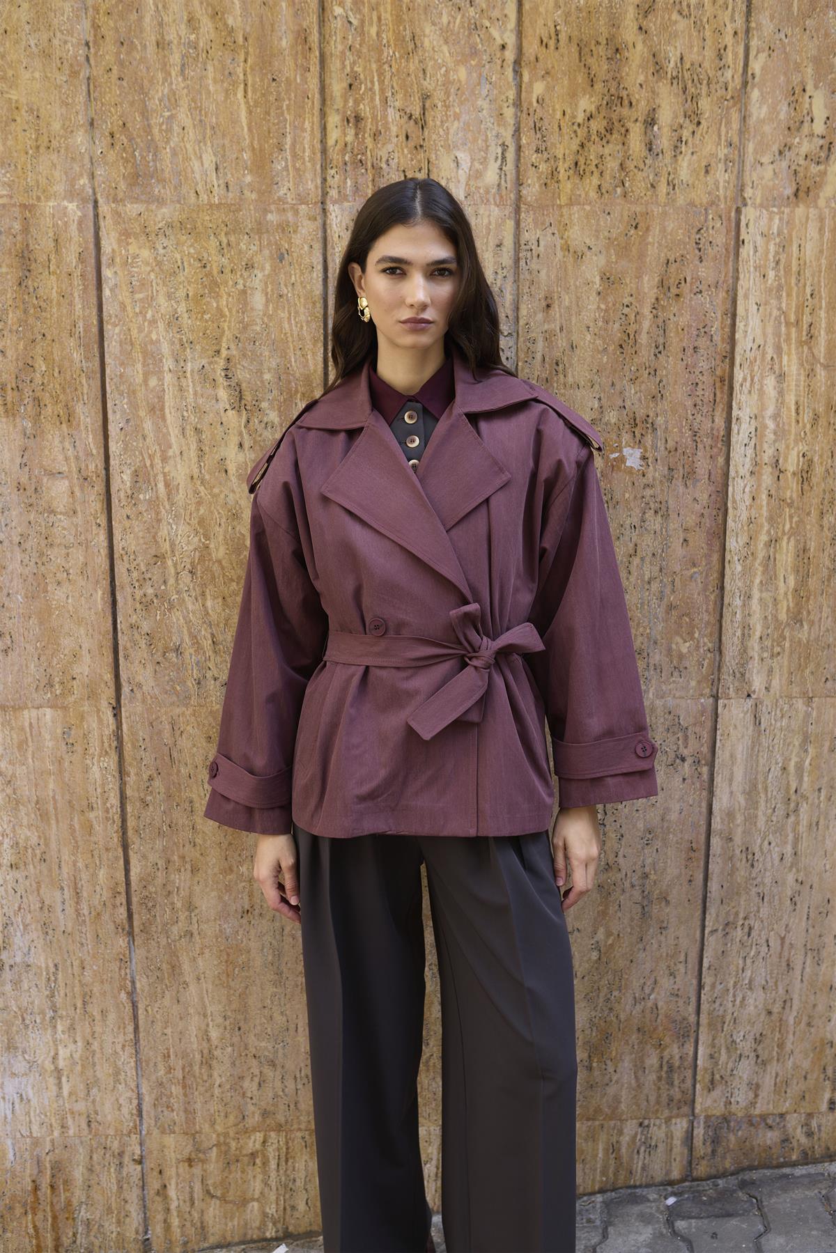 9609 KISA TRENÇ BORDO