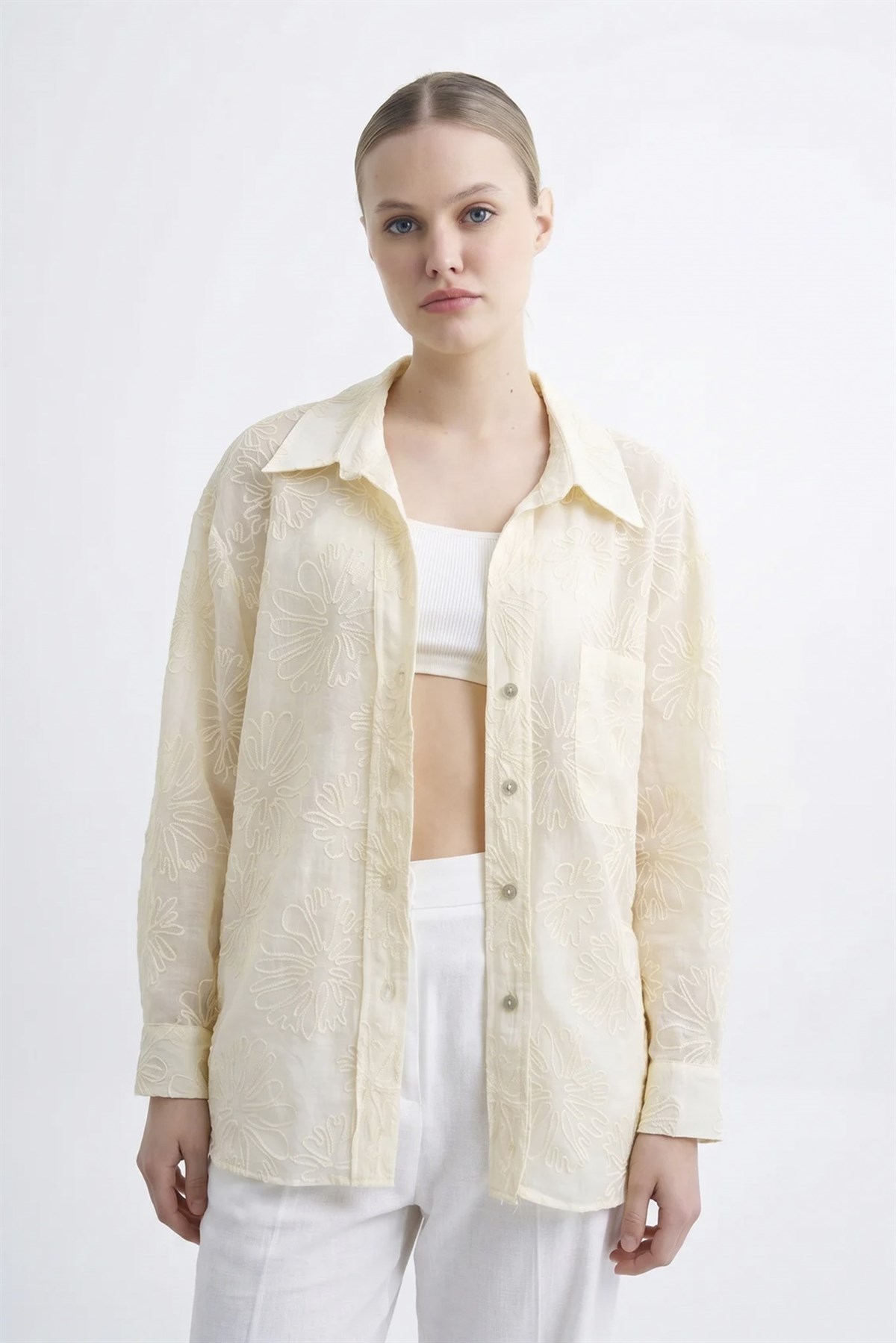5093 NAKIŞLI GÖMLEK OFF WHITE