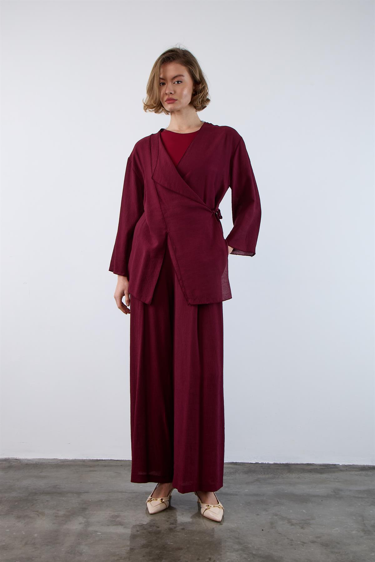 51109 KİMONO TAKIM BORDO