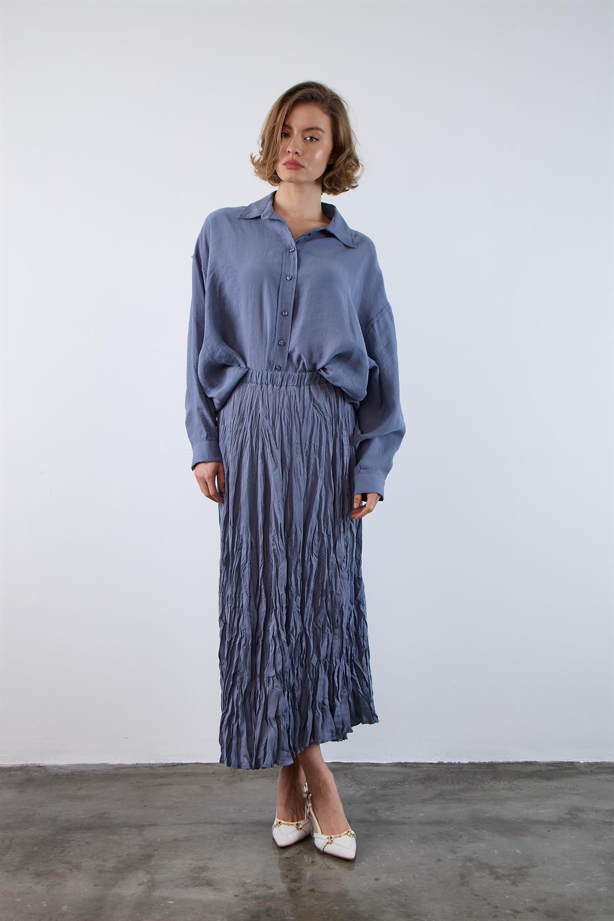 3207 KIRIŞIK ETEK İNDİGO