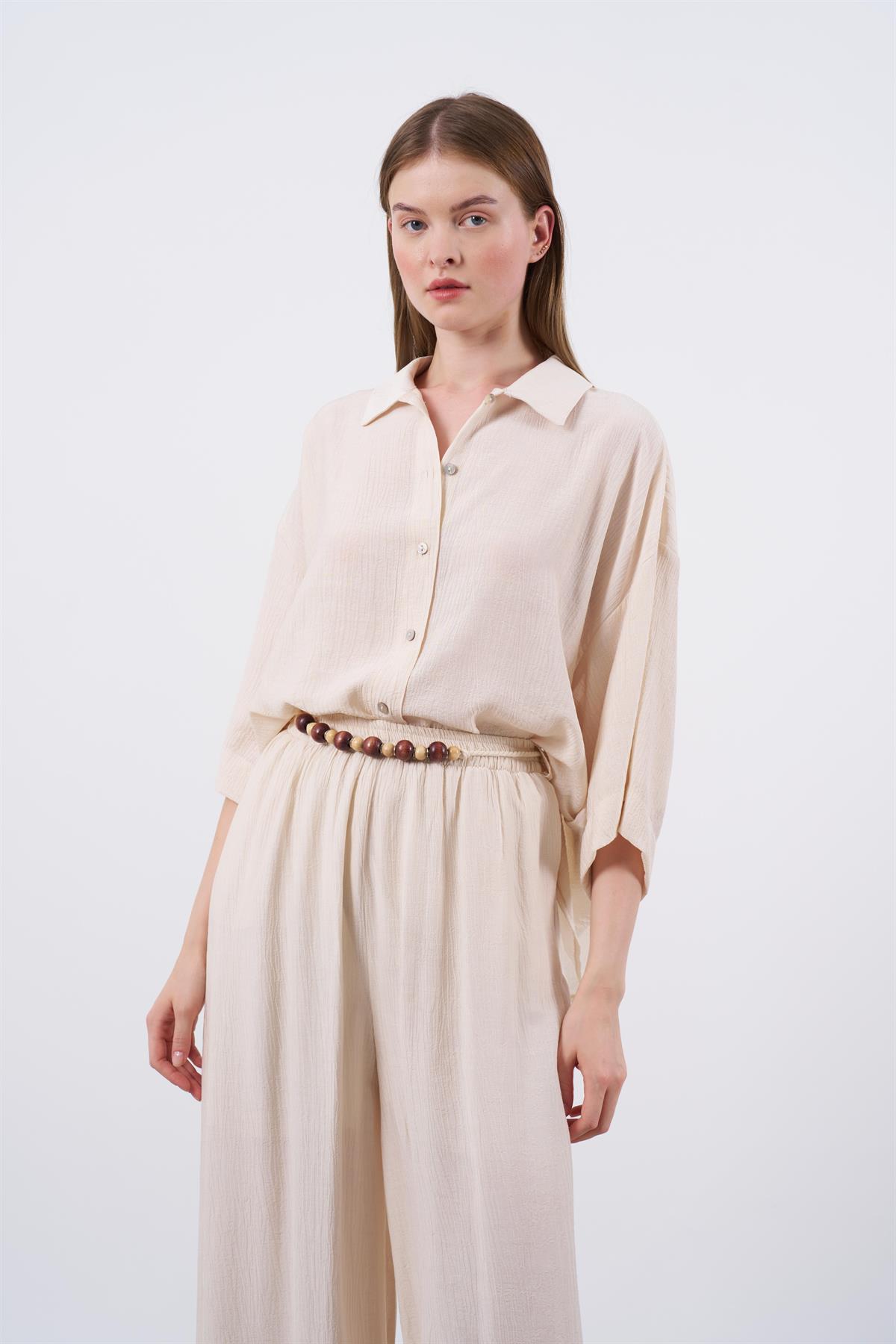 50969 GÖMLEK TAKIM PANTOLON KREM