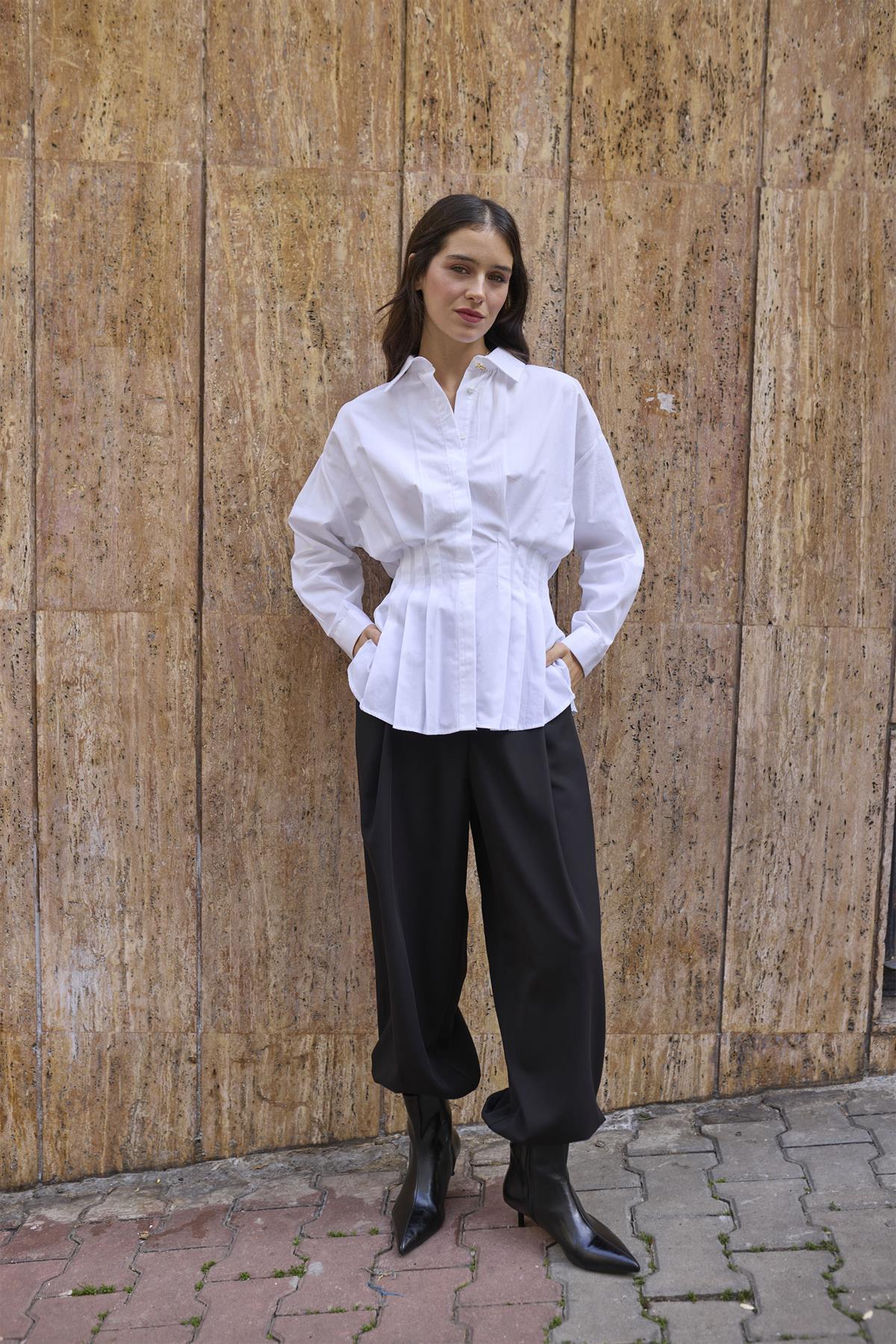 4996 PİLİLİ GÖMLEK BEYAZ