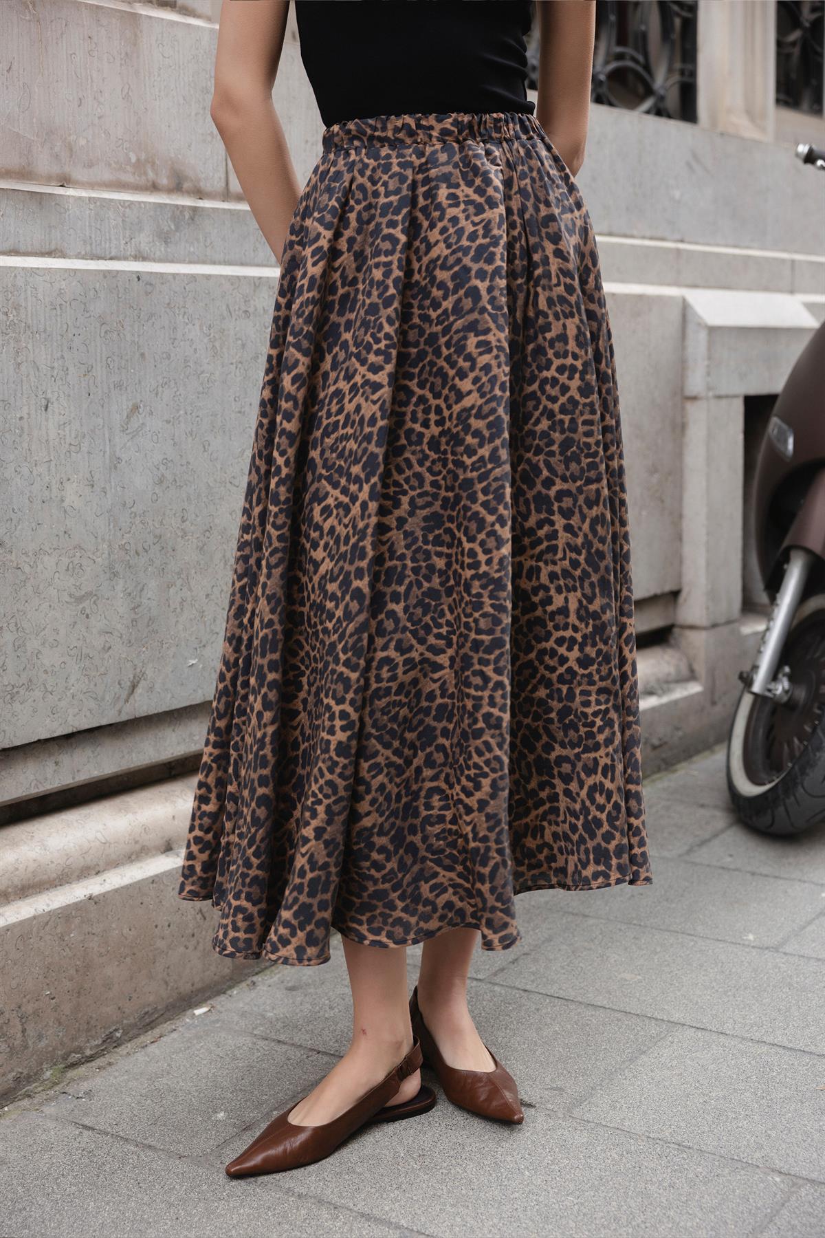 3278 LEOPAR DESEN ETEK KAHVE