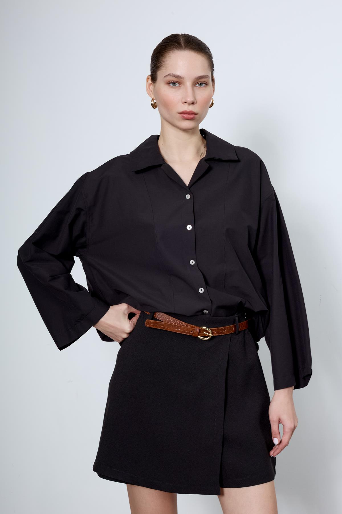 4952 OVERSIZE GÖMLEK SİYAH