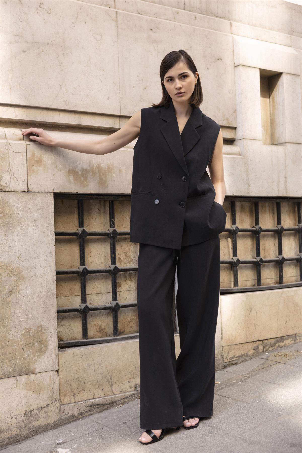 9568 YELEK PANTOLON TAKIM SİYAH