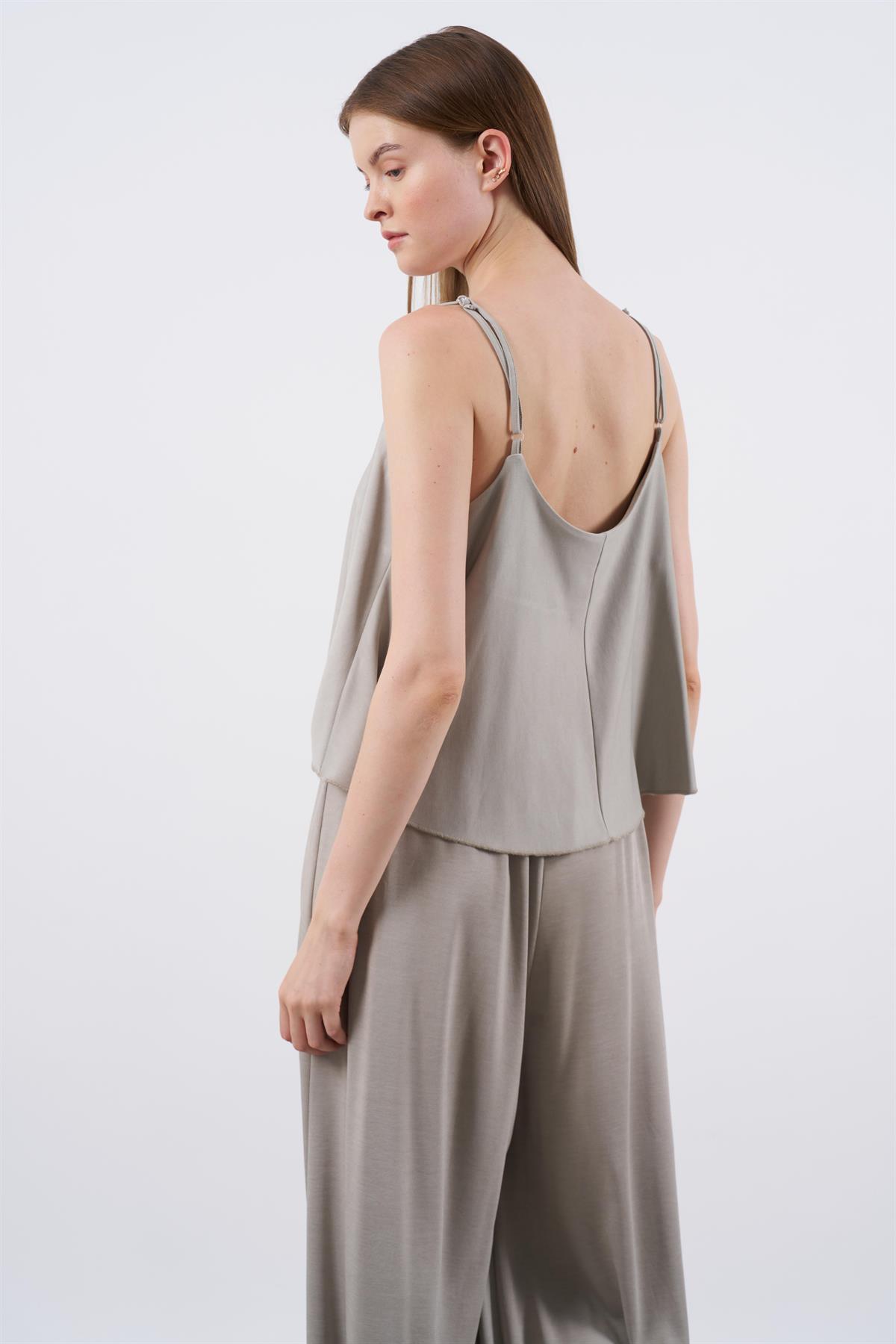 51052 ASKILI BLUZ PANTOLON TAKIM BEJ
