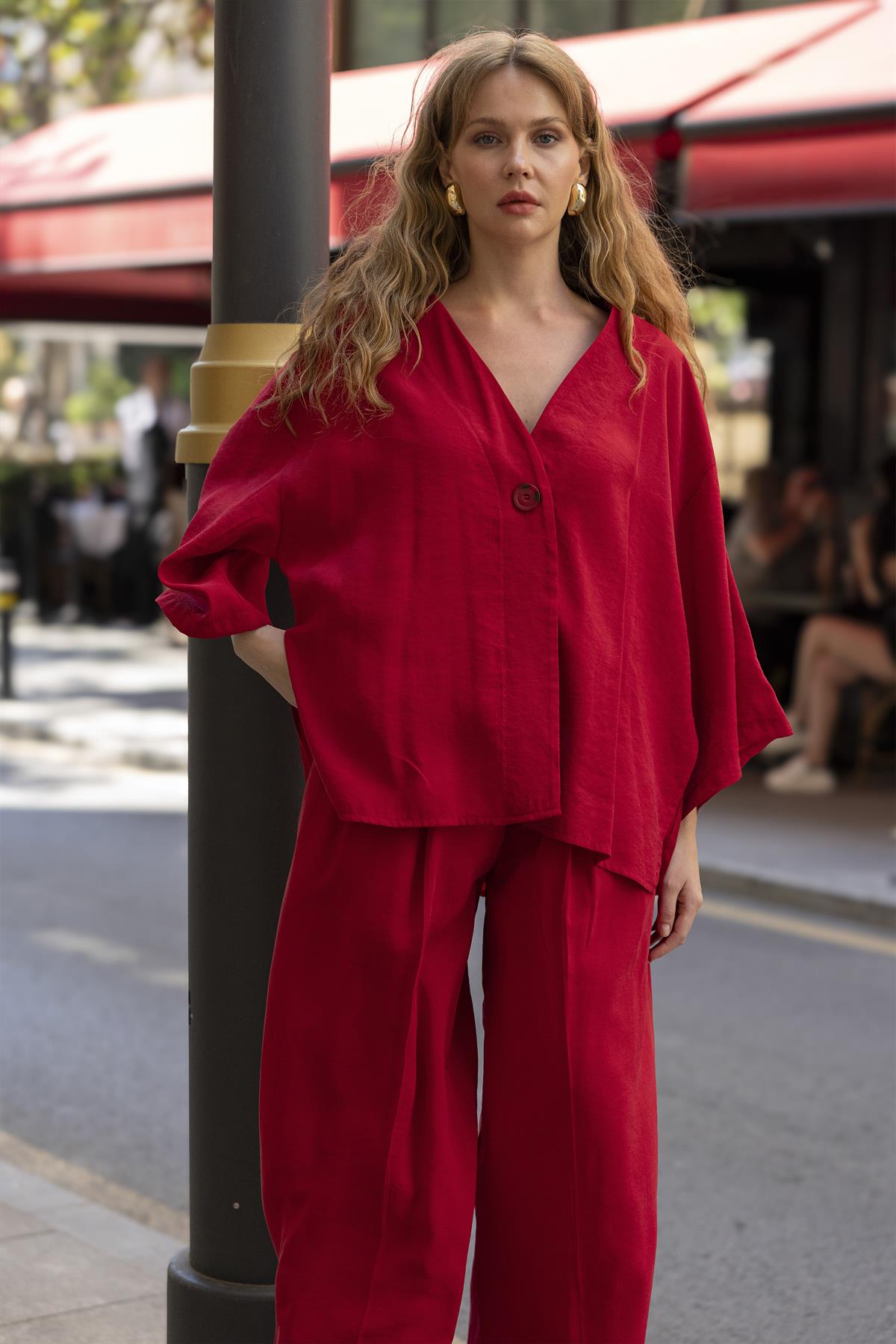 51173 BLUZ PANTOLON TAKIM KIRMIZI