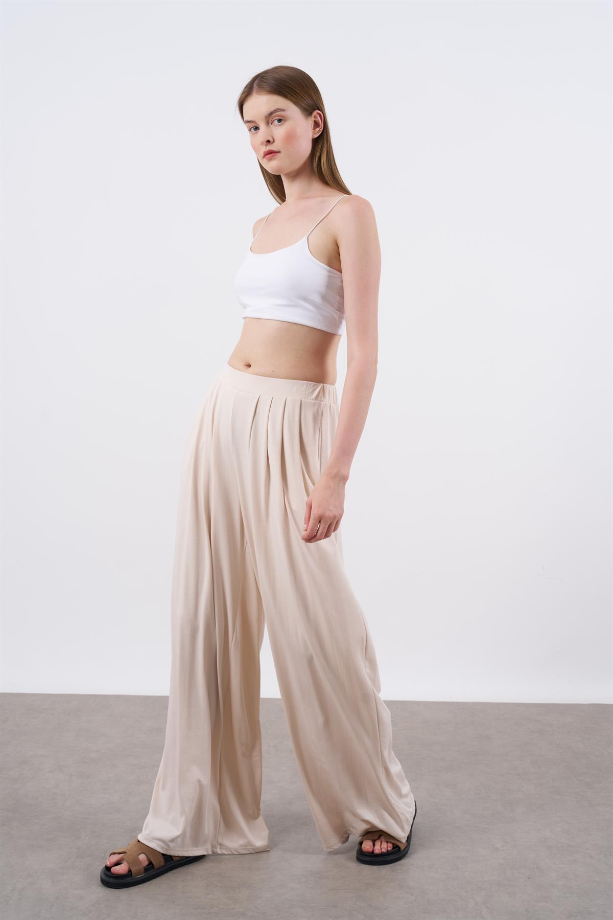 51049 PİLİLİ SALAŞ PANTOLON TAŞ