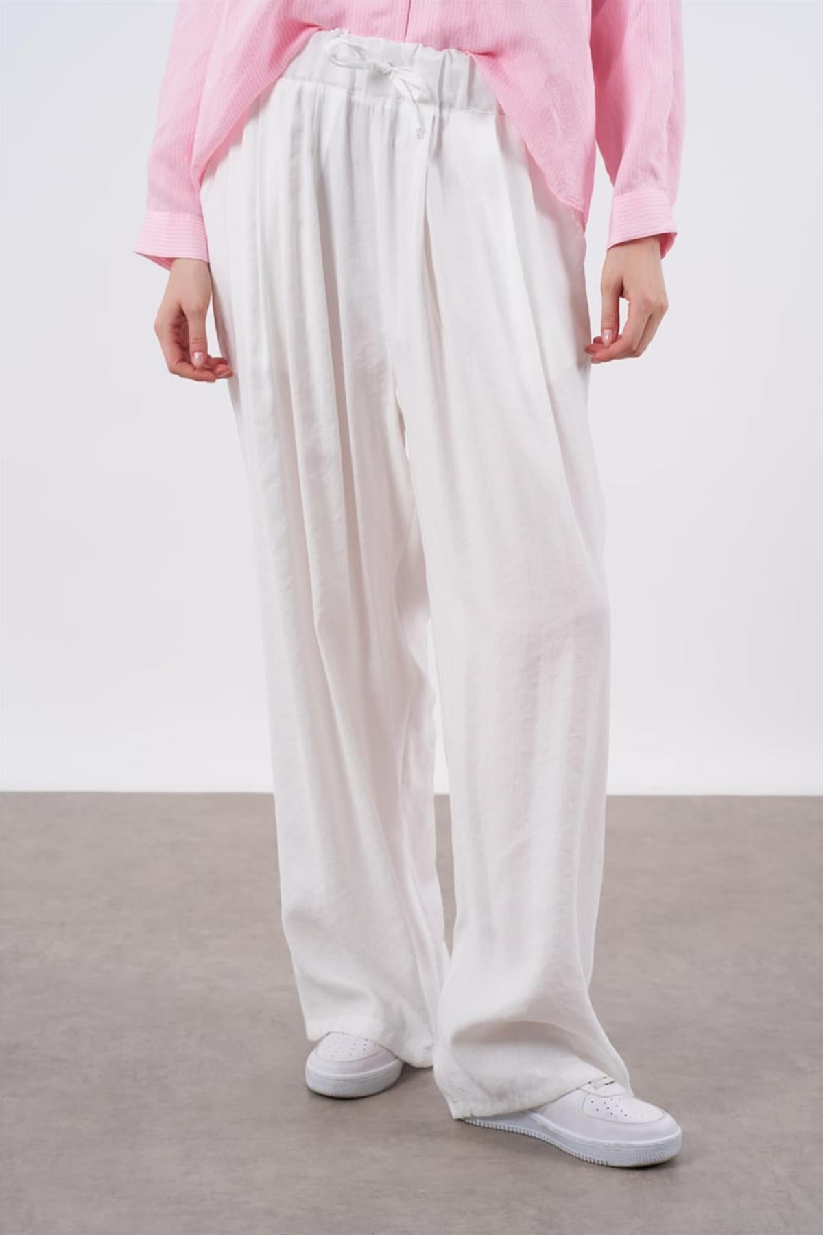 50962 LASTİKLİ PANTOLON BEYAZ