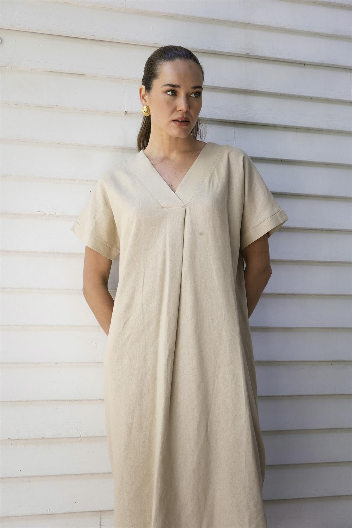 3131 KETEN ELBİSE(2835) TAŞ