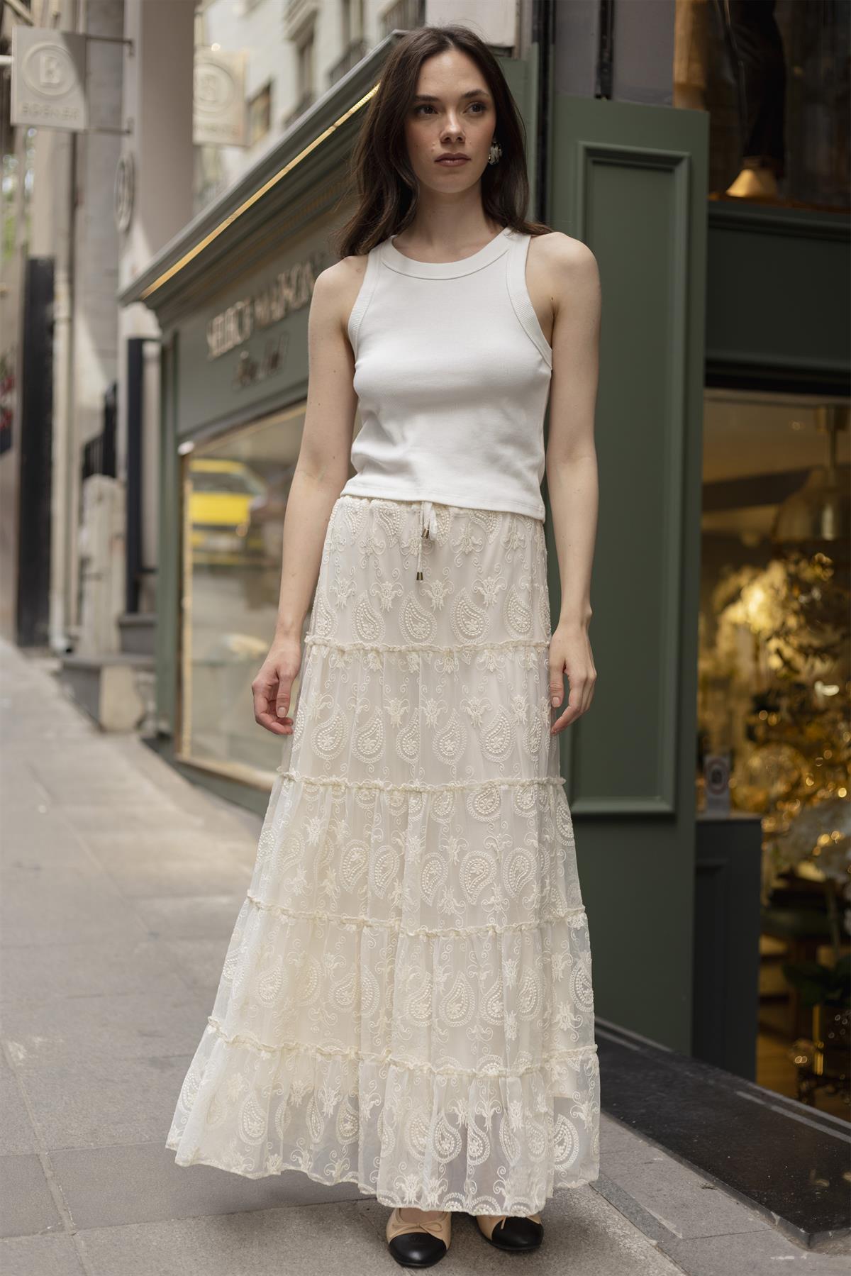 3299 DANTELLİ BEŞ PARÇA ETEK TAŞ