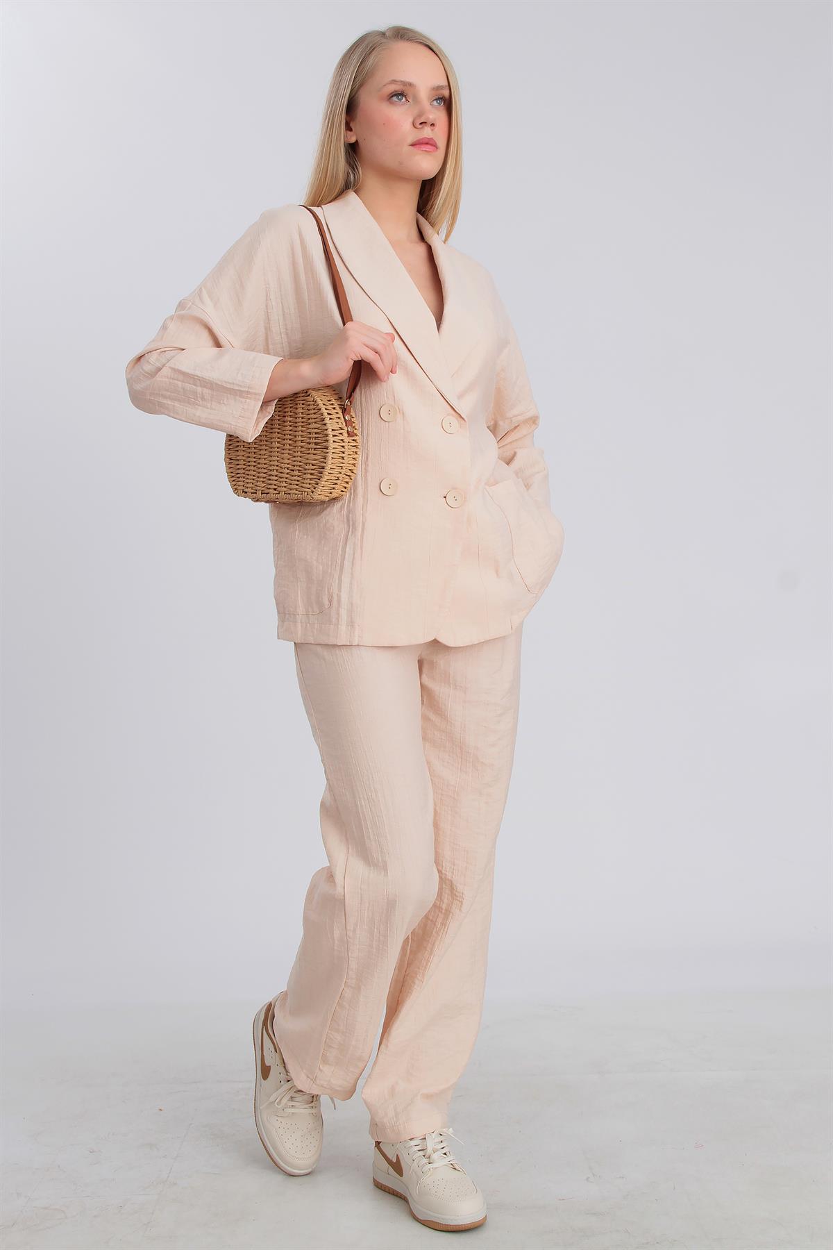 9020 ŞAL YAKA KRUVAZE CEKET TAŞ