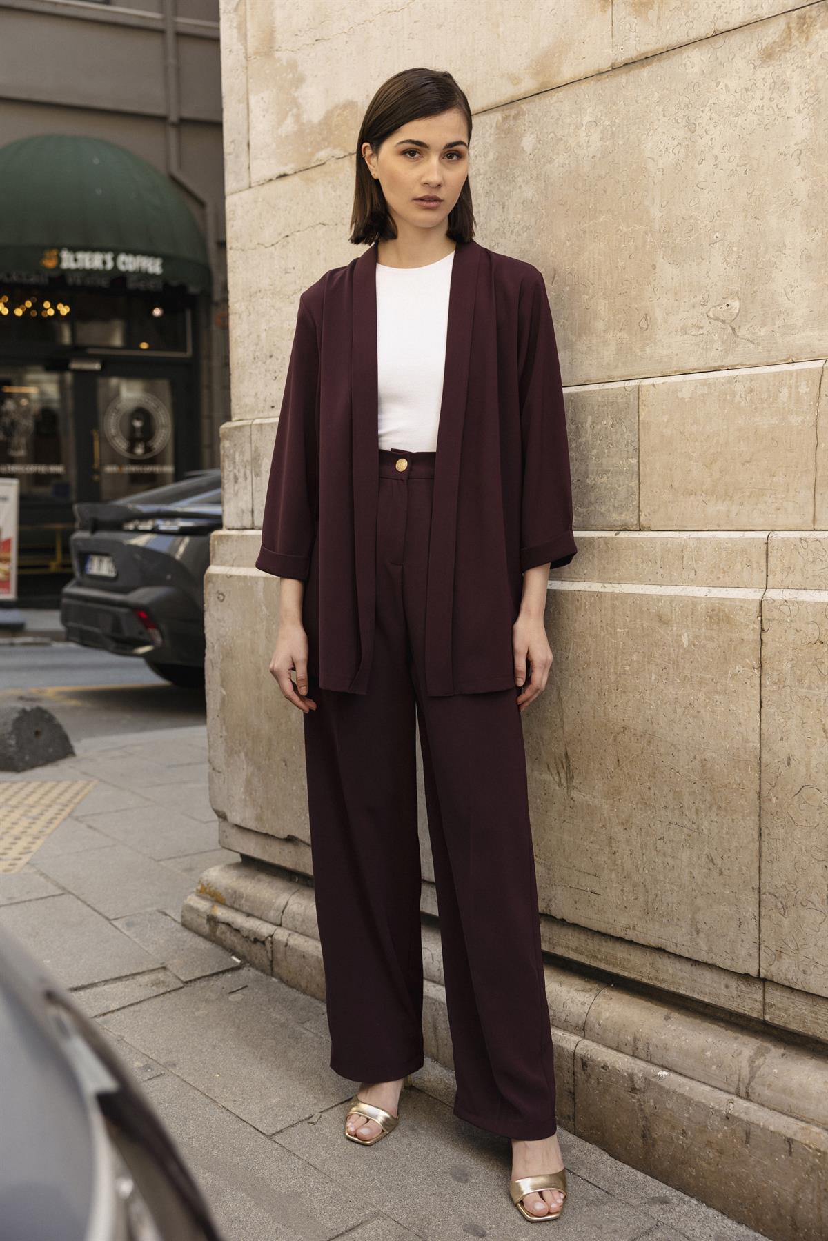 9564 ŞAL YAKA CEKET BORDO